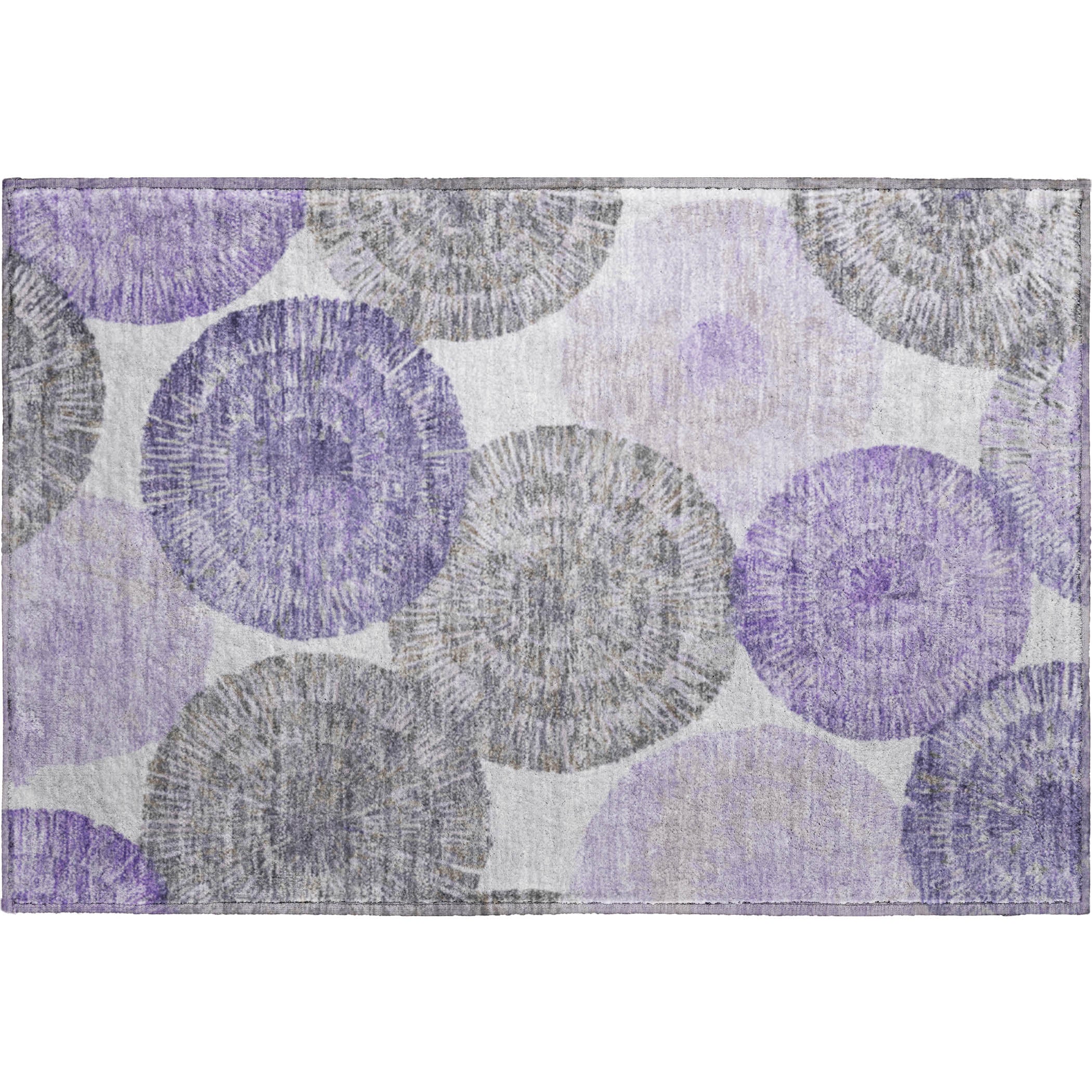 Vienna Machine Washable Transitional Plum Purple Rug 1'8" x 2'6" #shape_Rectangle