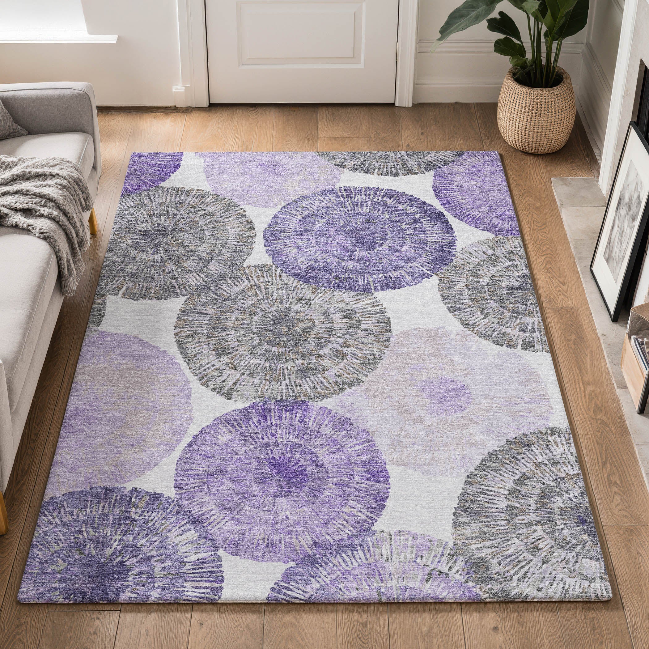 Vienna Machine Washable Transitional Plum Purple Rug 3' x 5' #shape_Rectangle