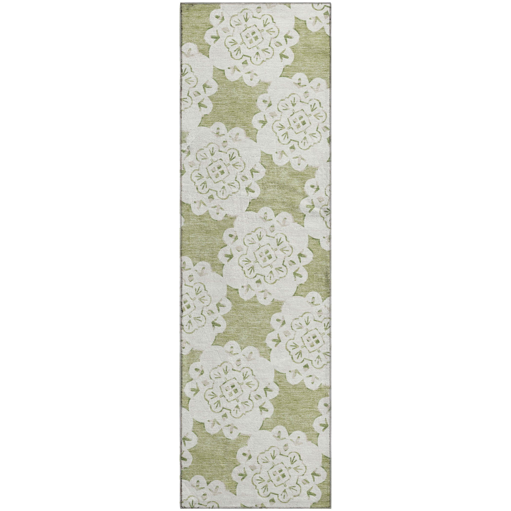 Mostar Machine Washable Transitional Aloe Green Rug 2'3" x 7'6" #shape_Runner
