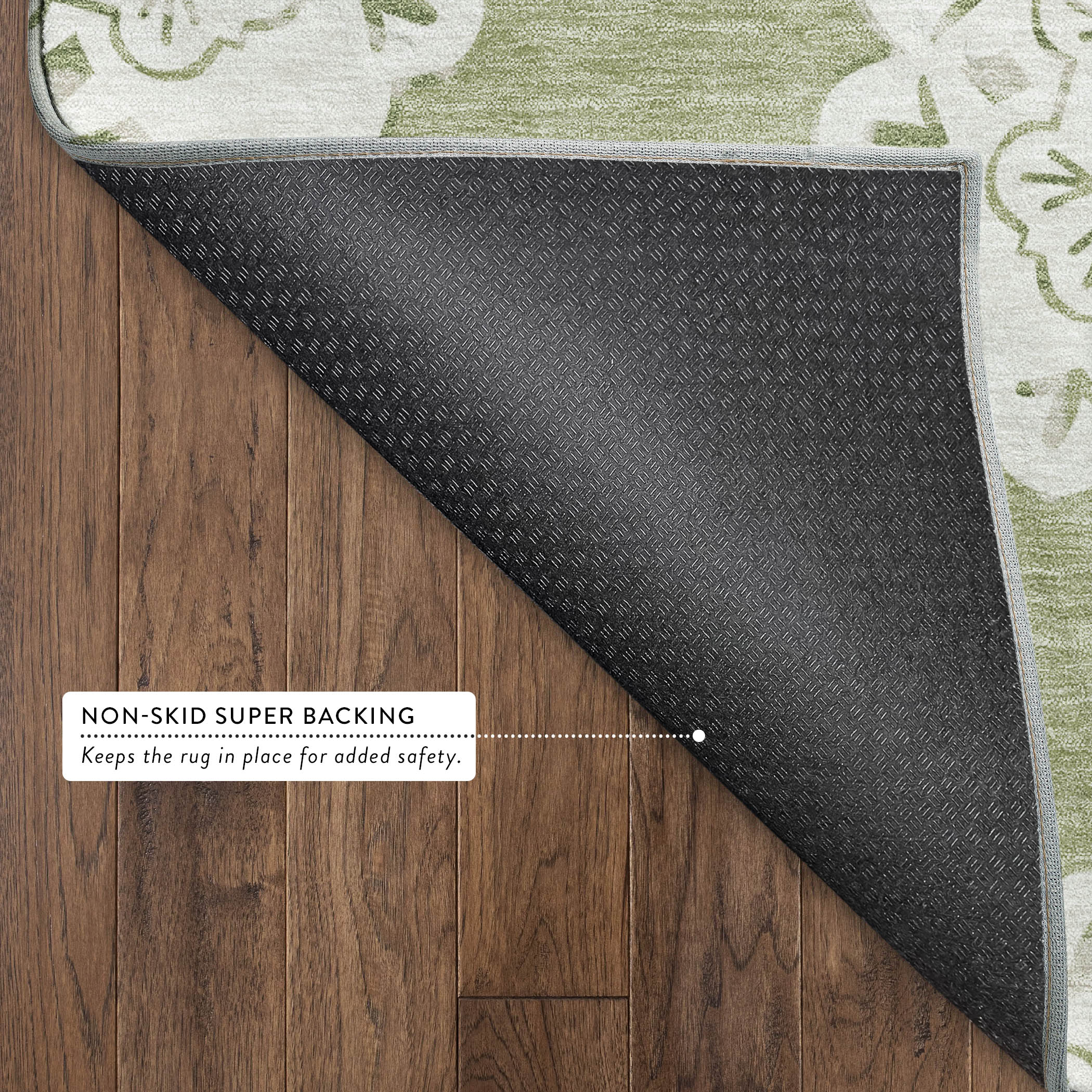 Mostar Machine Washable Transitional Aloe Green Rug 1'8" x 2'6" #shape_Rectangle