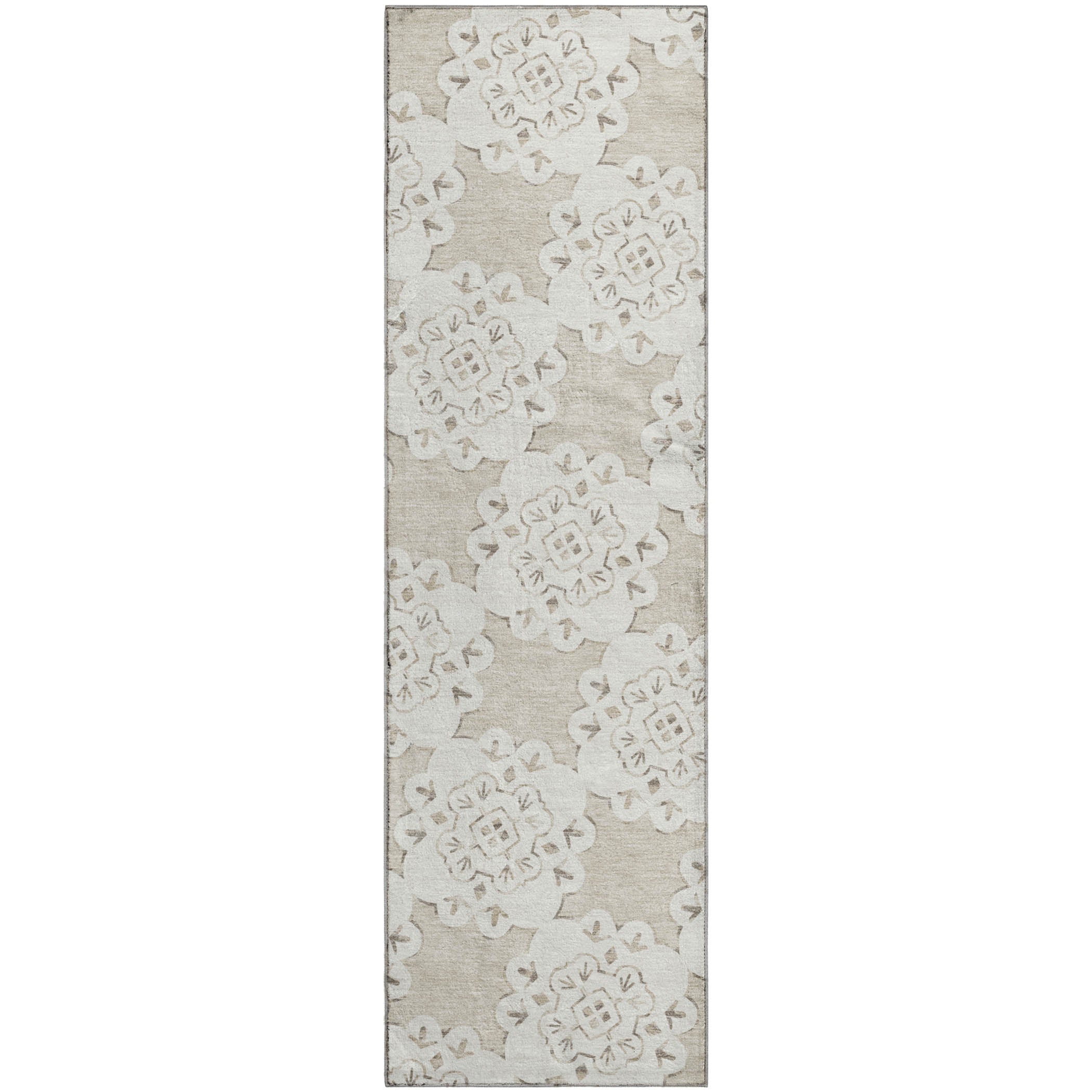 Mostar Machine Washable Transitional Beige Brown Rug 2'3" x 7'6" #shape_Runner