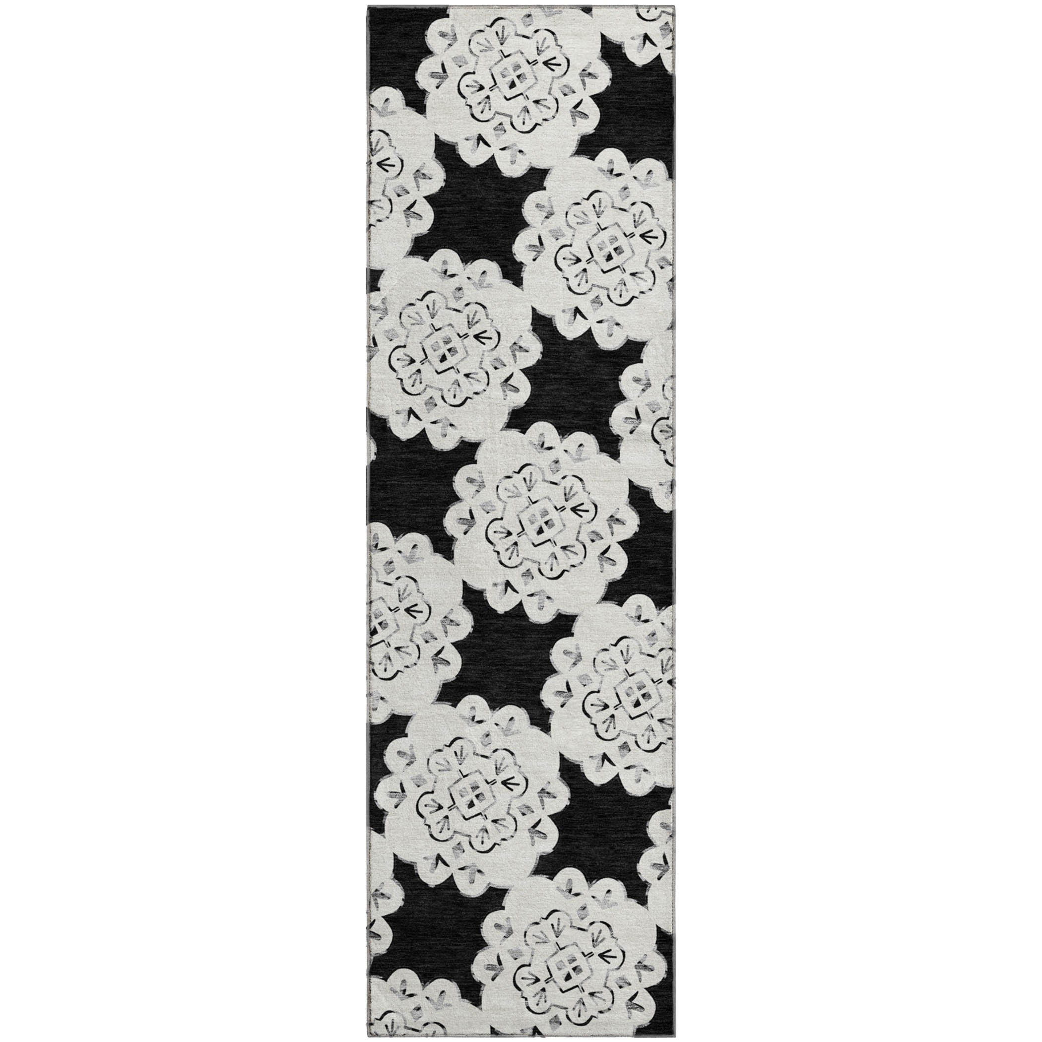 Mostar Machine Washable Transitional Black Rug 2'3" x 7'6" #shape_Runner