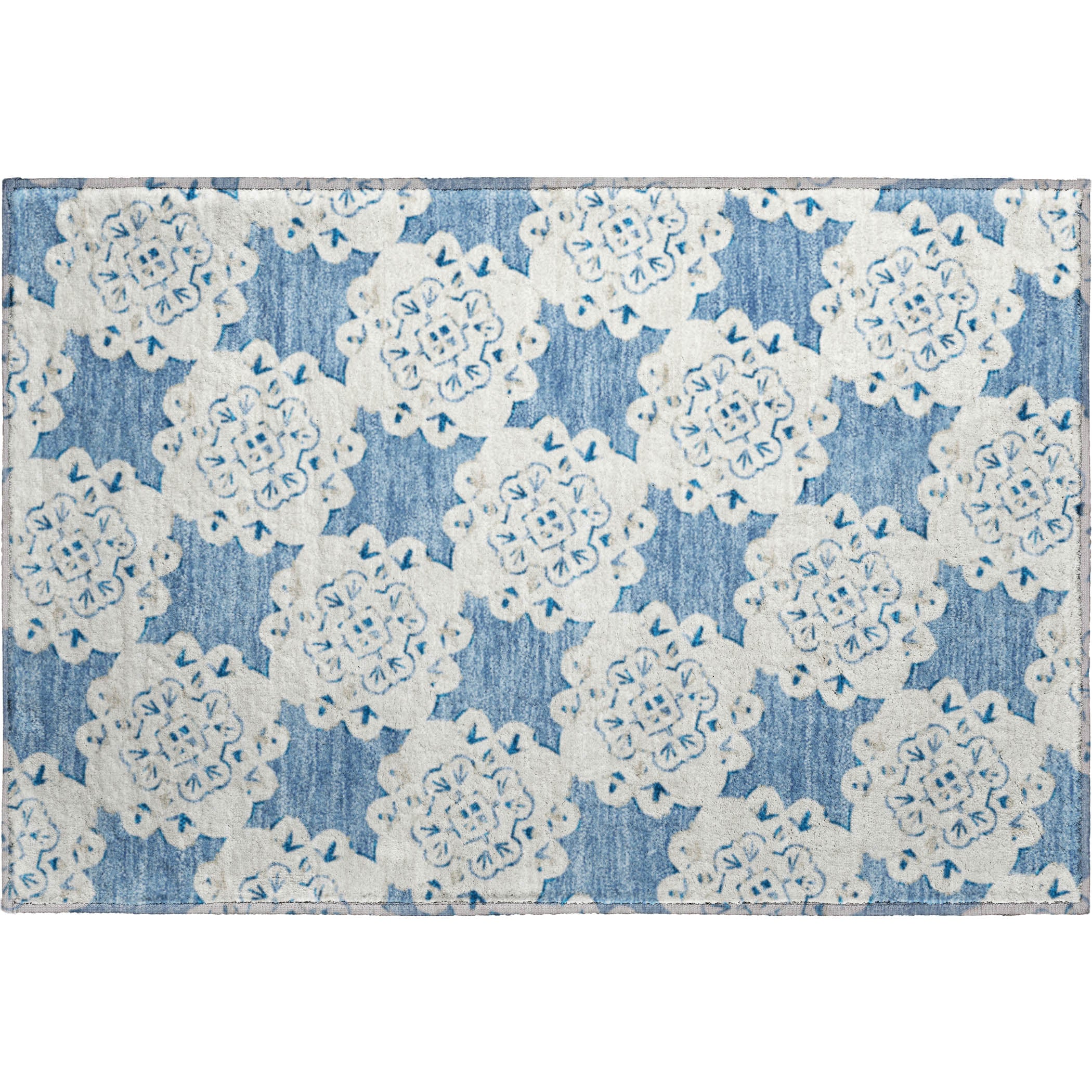 Mostar Machine Washable Transitional Blue Rug 1'8" x 2'6" #shape_Rectangle