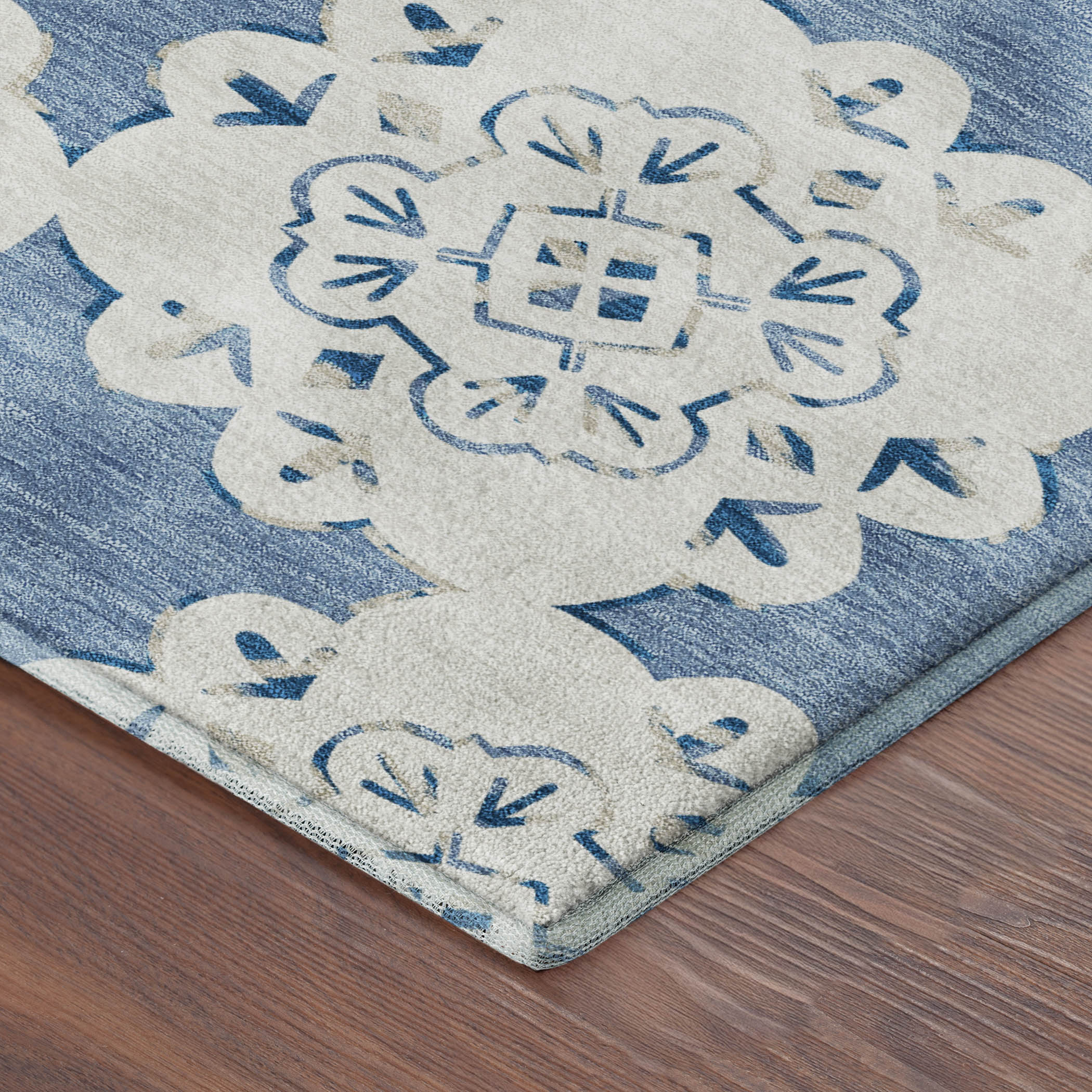 Mostar Machine Washable Transitional Blue Rug 1'8" x 2'6" #shape_Rectangle