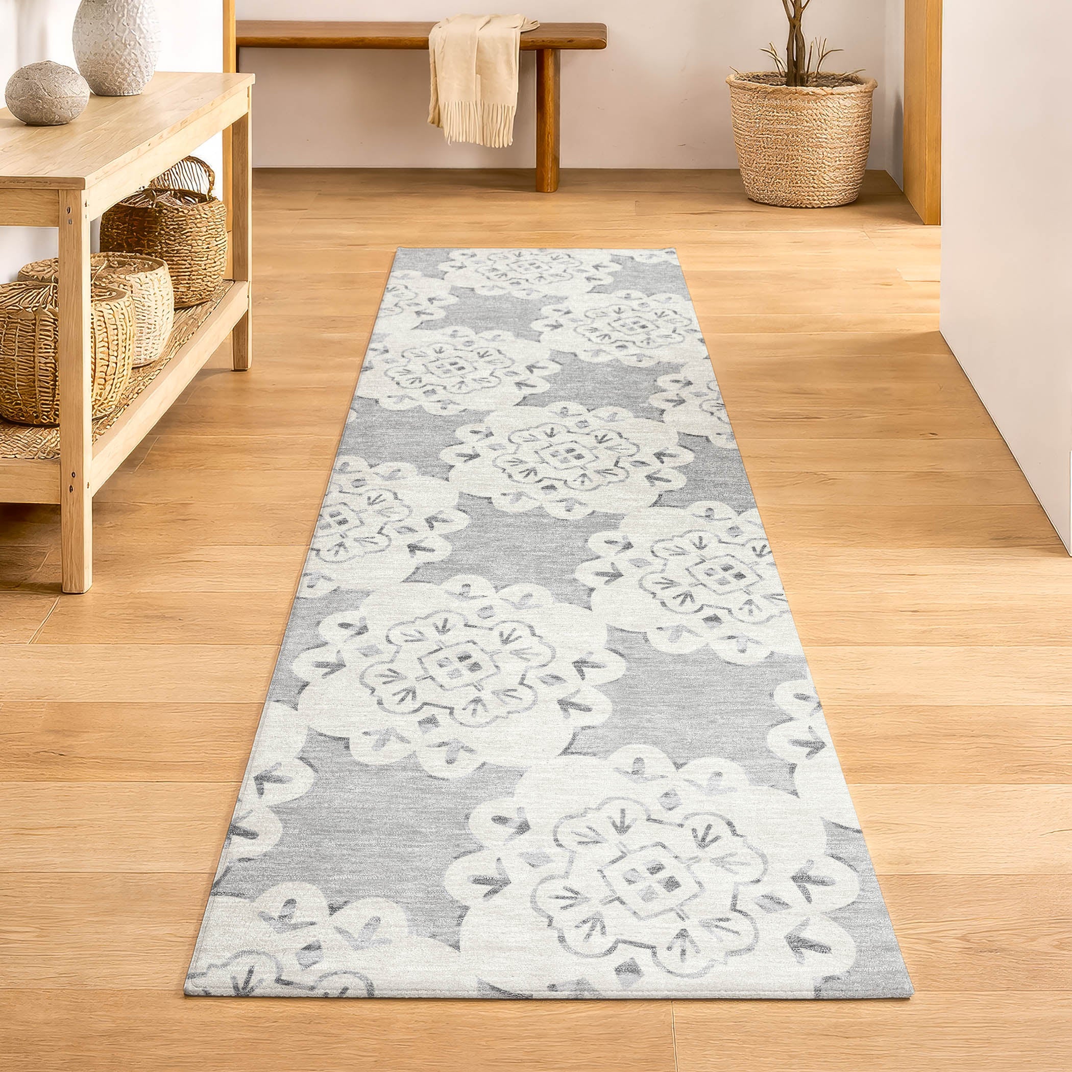 Mostar Machine Washable Transitional Gray Rug 2'3" x 7'6" #shape_Runner