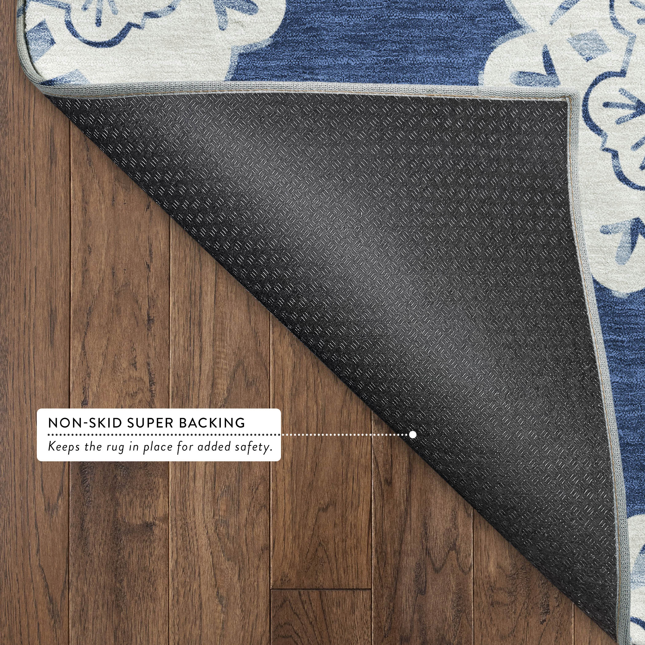 Mostar Machine Washable Transitional Navy Blue Rug 1'8" x 2'6" #shape_Rectangle