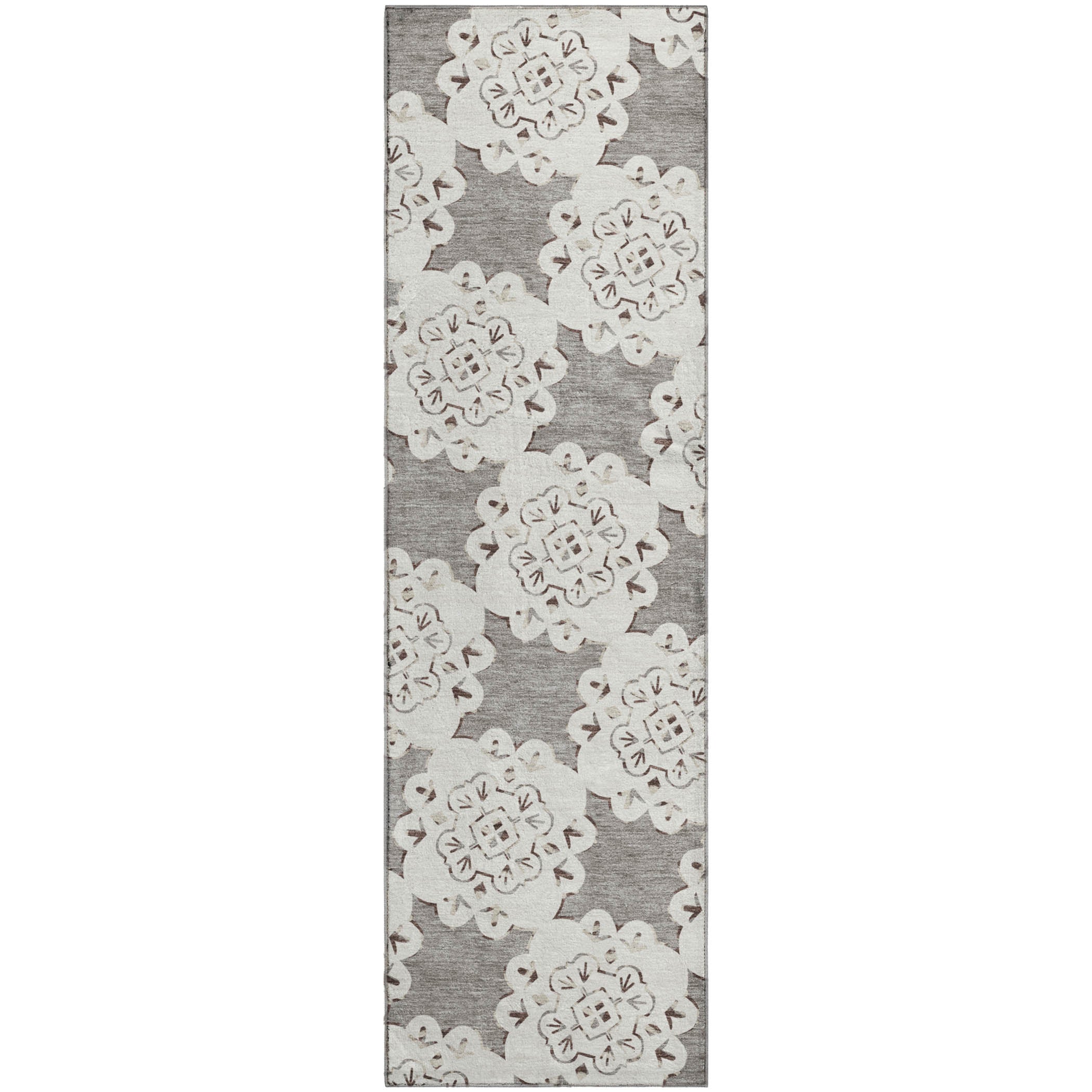 Mostar Machine Washable Transitional Taupe Brown Rug 2'3" x 7'6" #shape_Runner