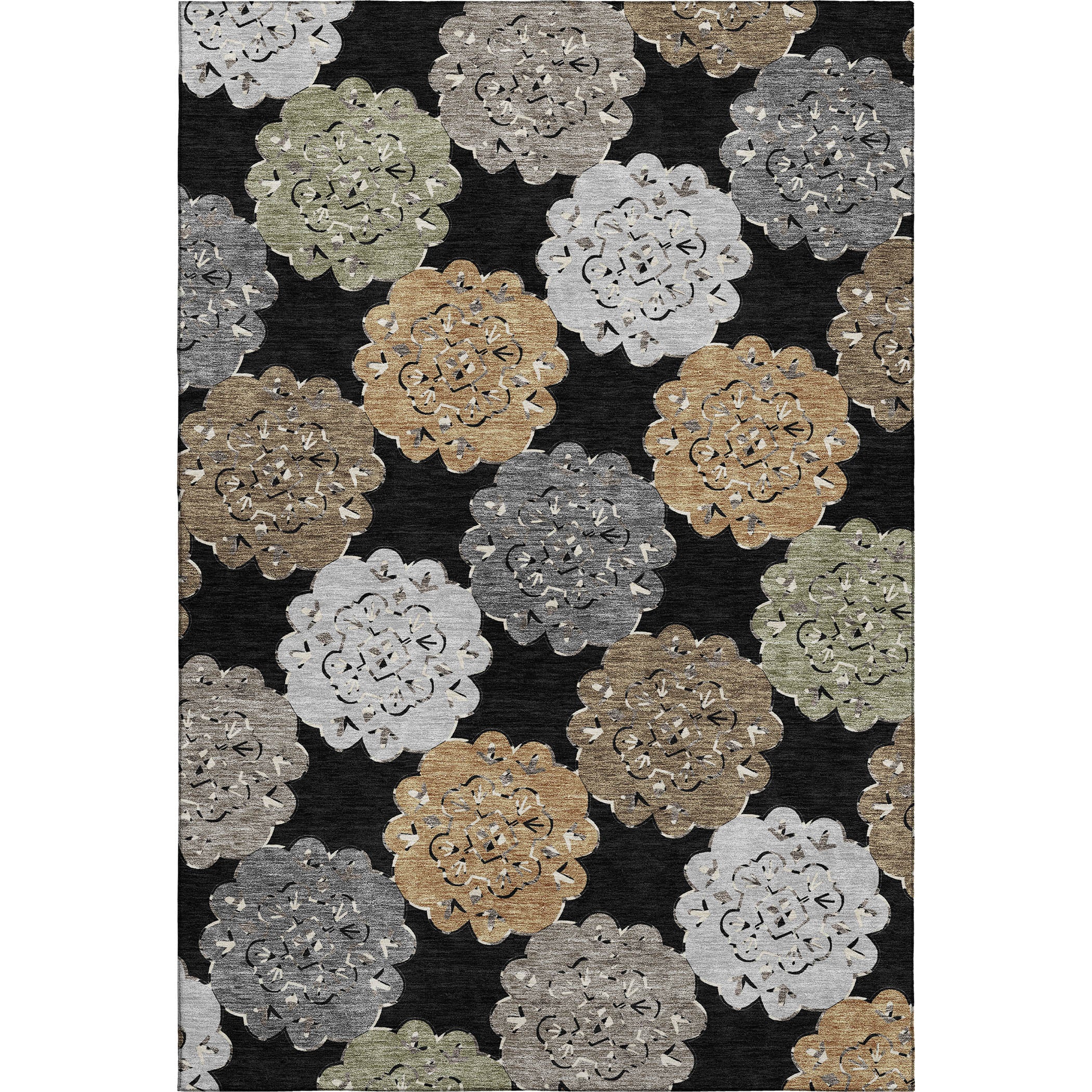 Bern Machine Washable Transitional Black Rug 3' x 5' #shape_Rectangle