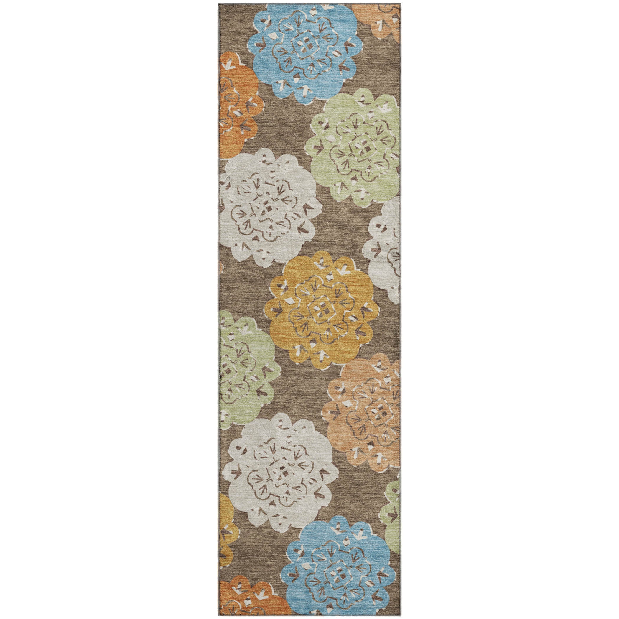 Bern Machine Washable Transitional Chocolate Brown Rug 2'3" x 7'6" #shape_Runner