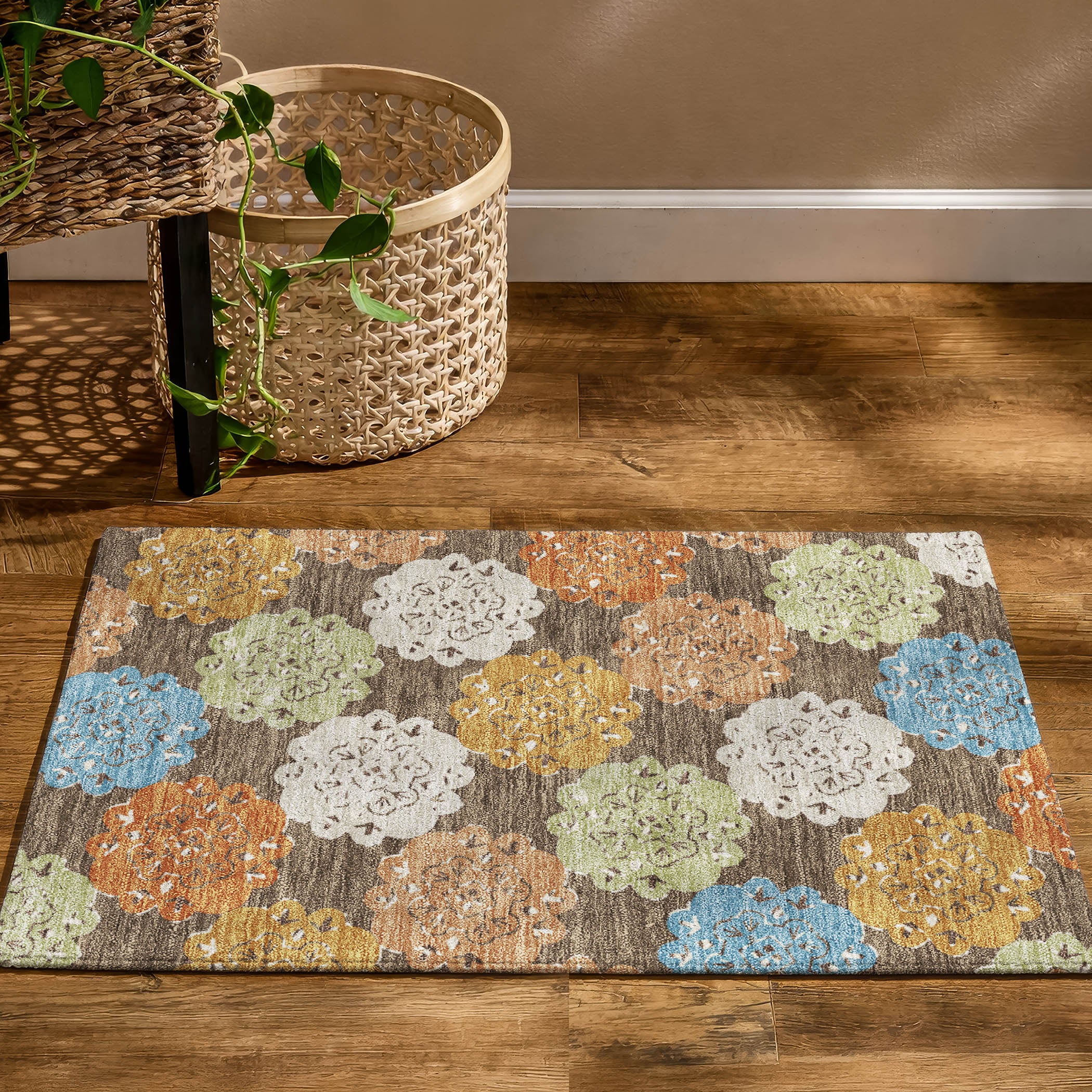 Bern Machine Washable Transitional Chocolate Brown Rug 1'8" x 2'6" #shape_Rectangle