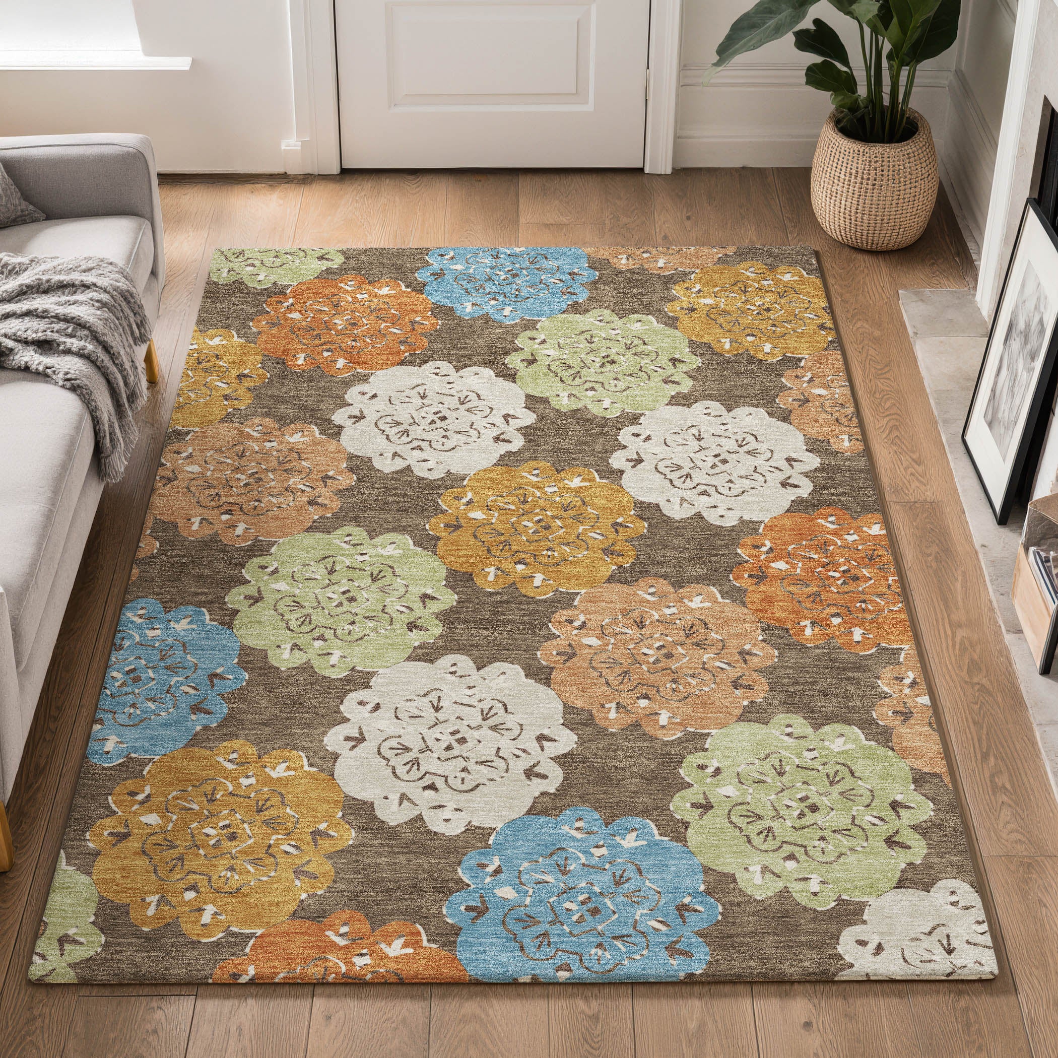 Bern Machine Washable Transitional Chocolate Brown Rug 3' x 5' #shape_Rectangle