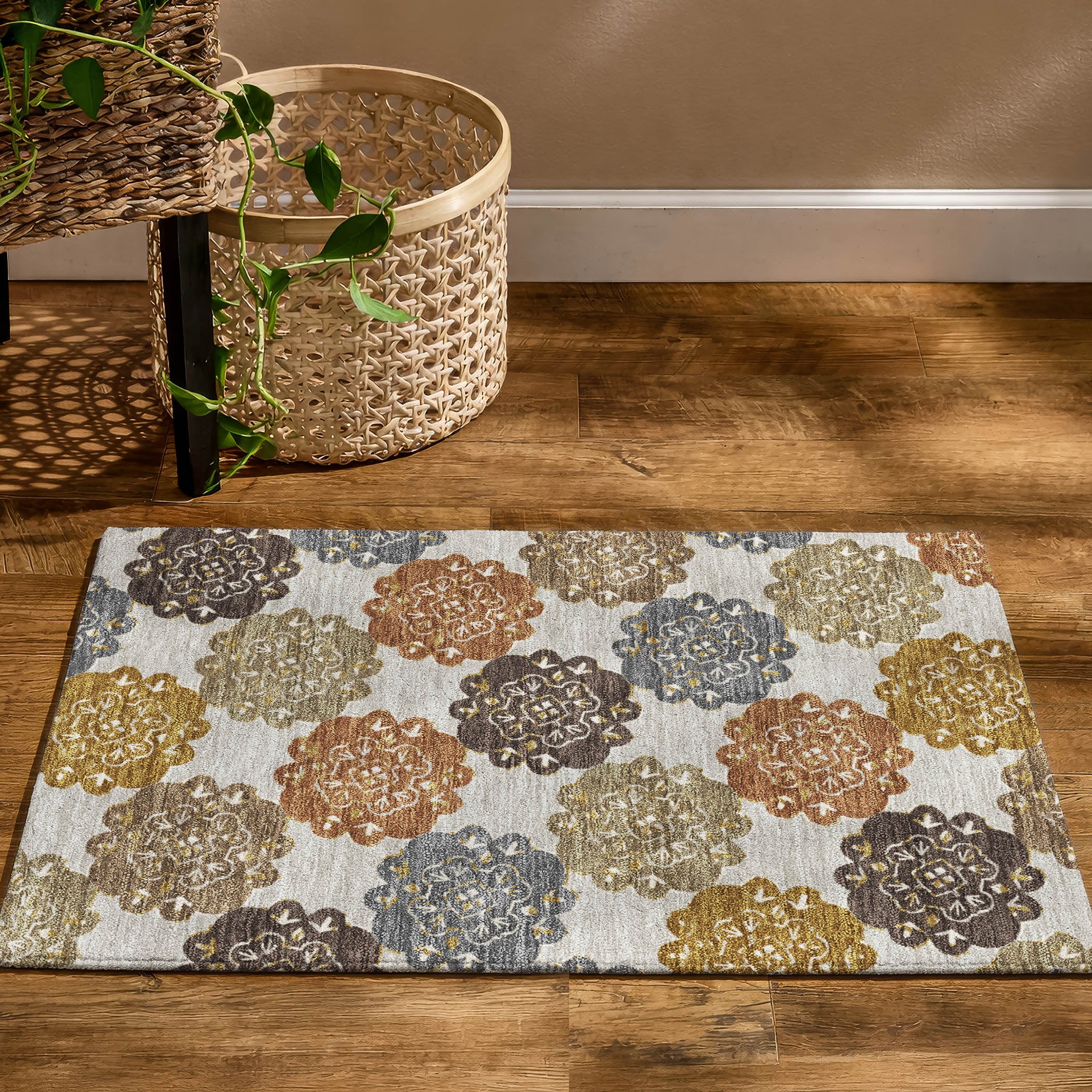 Bern Machine Washable Transitional Earth Multi Rug 1'8" x 2'6" #shape_Rectangle