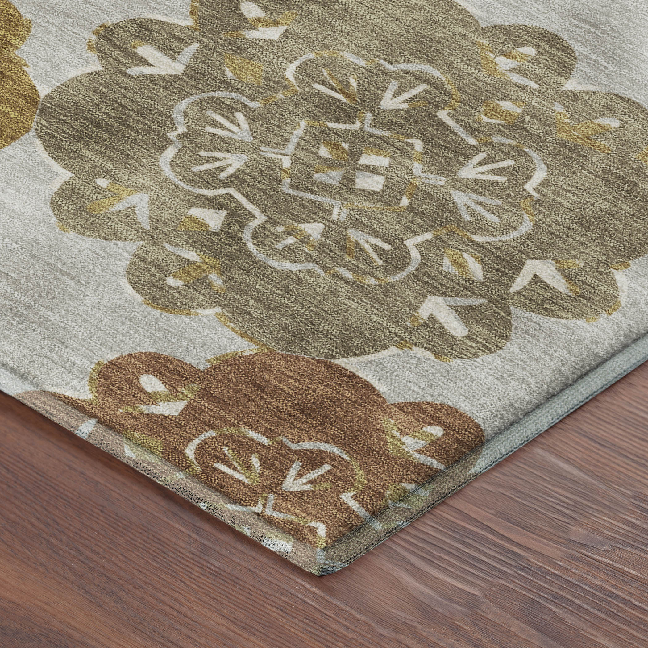 Bern Machine Washable Transitional Earth Multi Rug 1'8" x 2'6" #shape_Rectangle