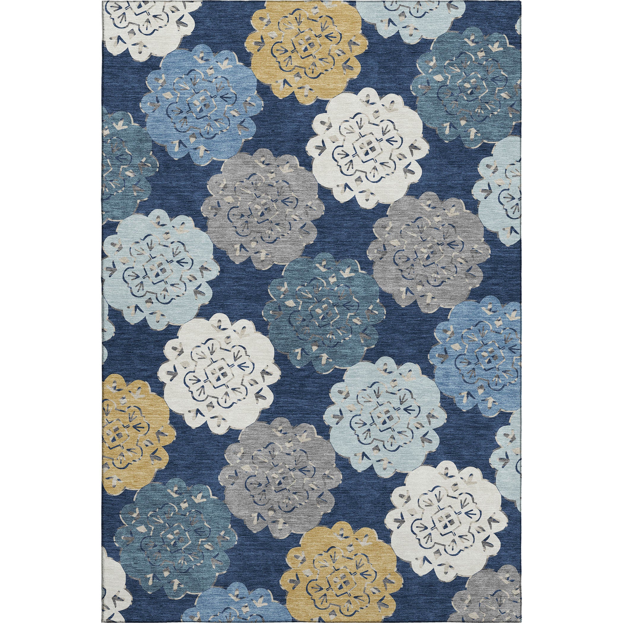 Bern Machine Washable Transitional Navy Blue Rug 3' x 5' #shape_Rectangle