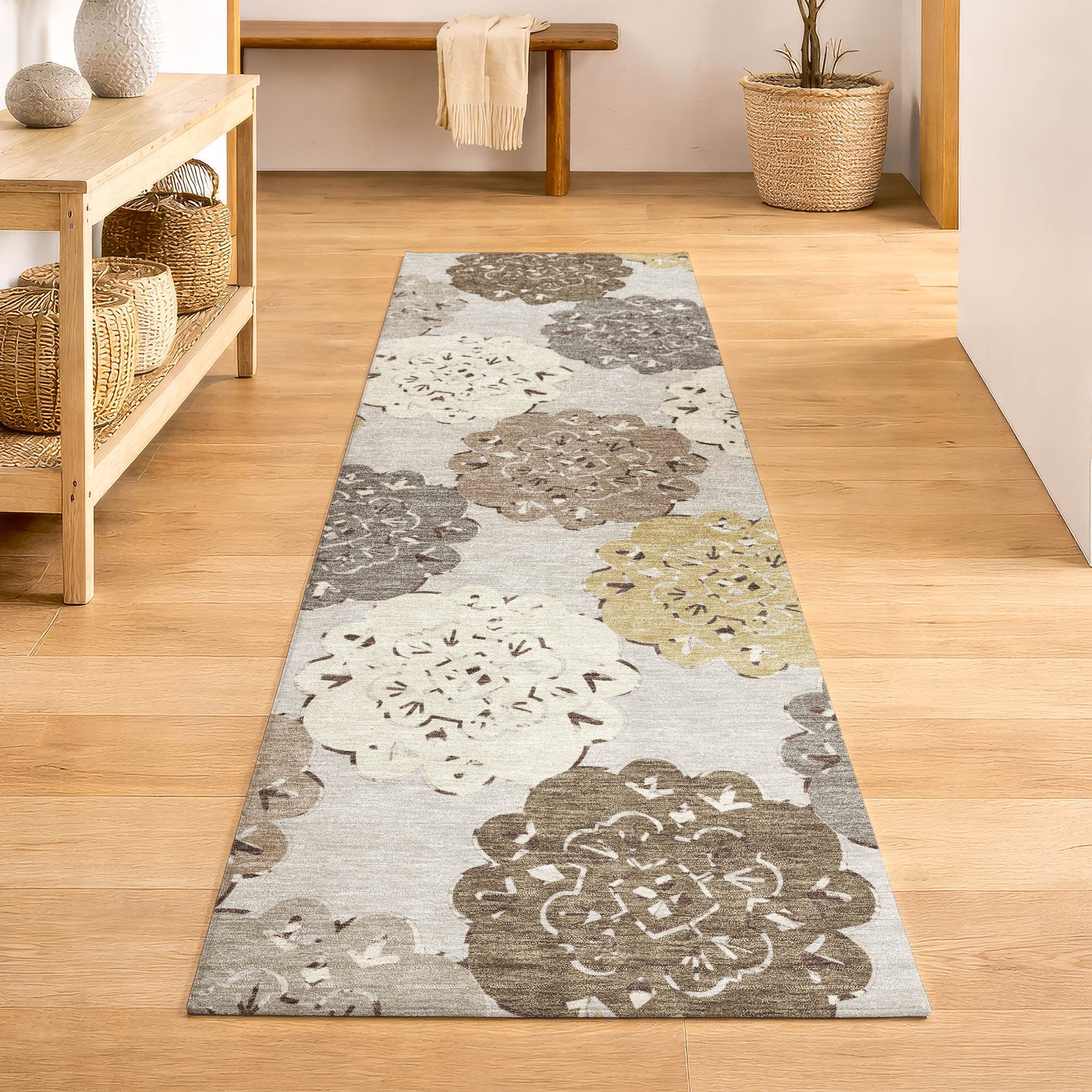 Bern Machine Washable Transitional Pearl Ivory Rug 2'3" x 7'6" #shape_Runner