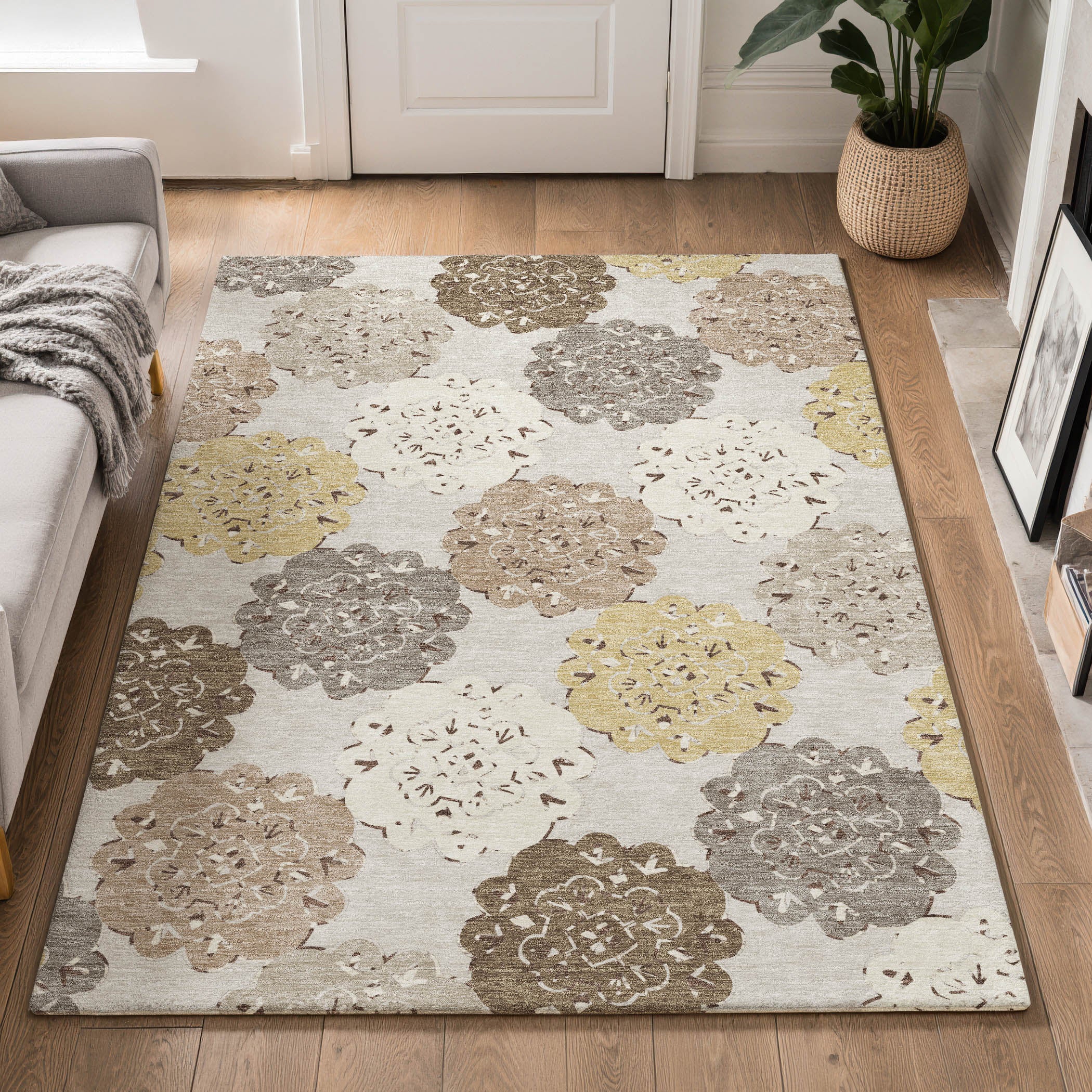 Bern Machine Washable Transitional Pearl Ivory Rug 3' x 5' #shape_Rectangle