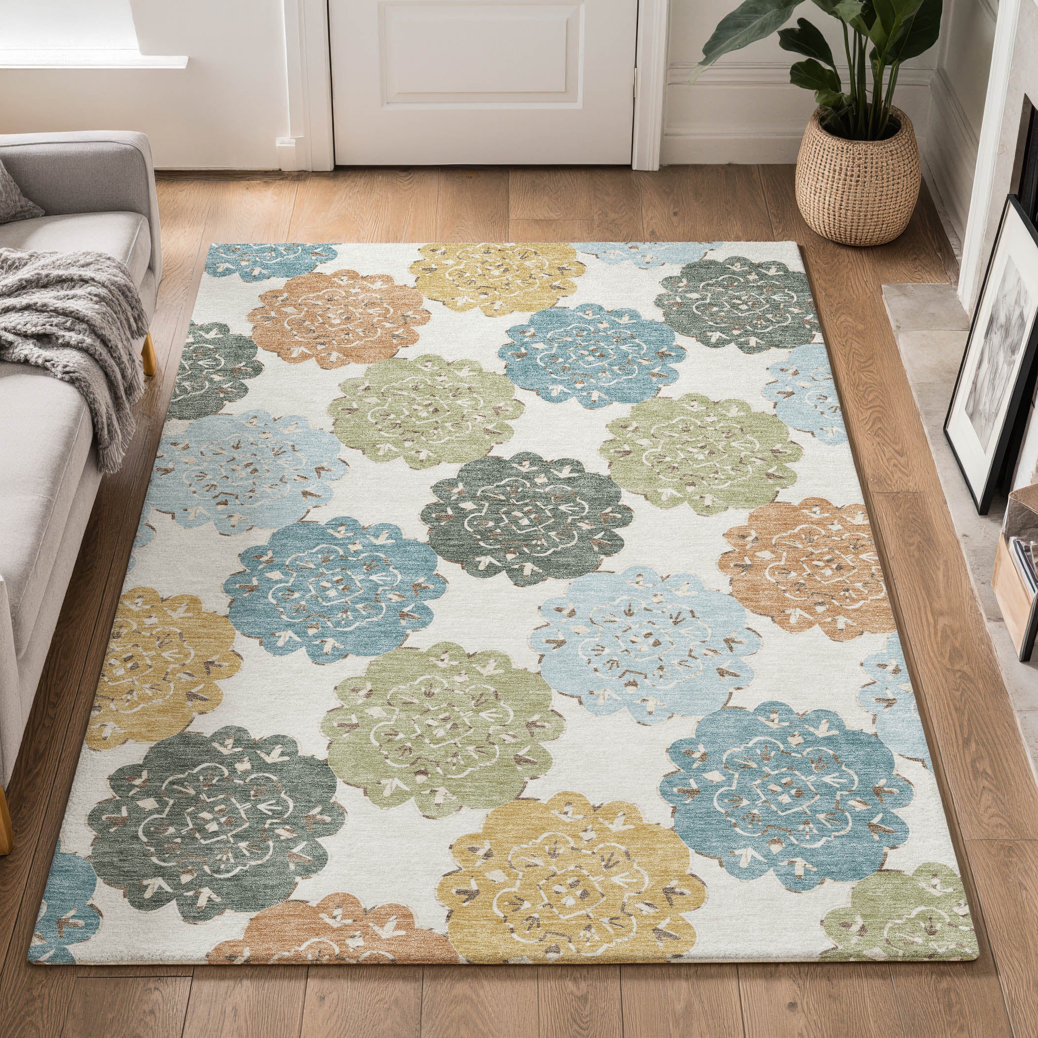 Bern Machine Washable Transitional Seaside Multi Rug 3' x 5' #shape_Rectangle