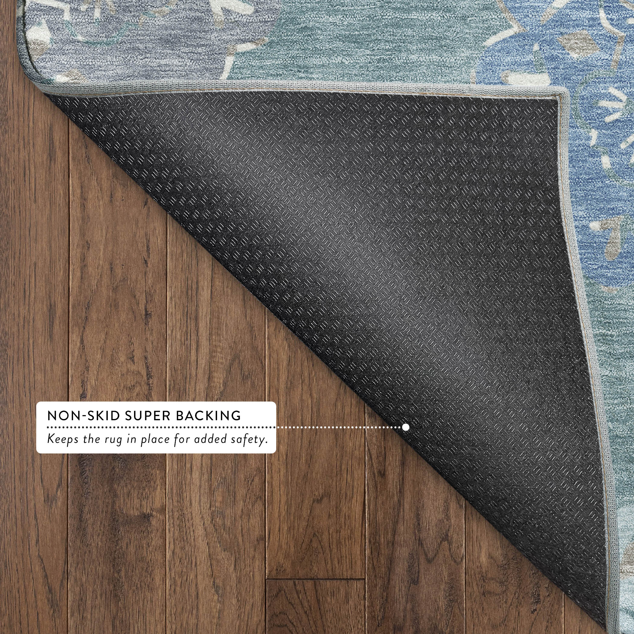 Bern Machine Washable Transitional Teal Rug 1'8" x 2'6" #shape_Rectangle