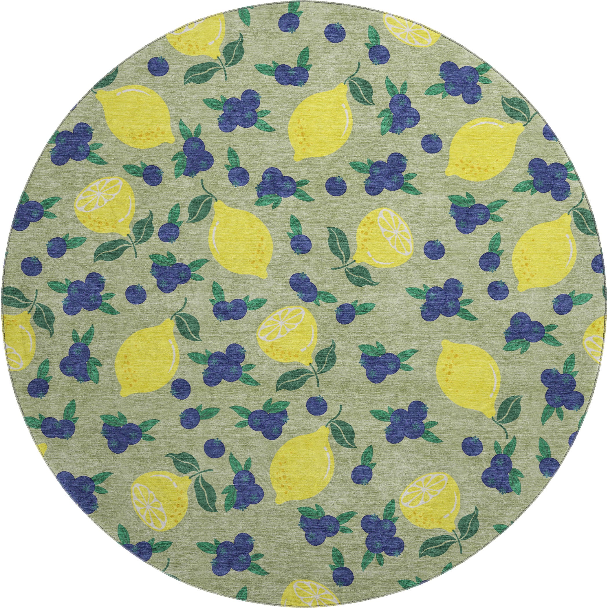 Lucerne Machine Washable Transitional Aloe Green Rug 8' x 8' #shape_Round
