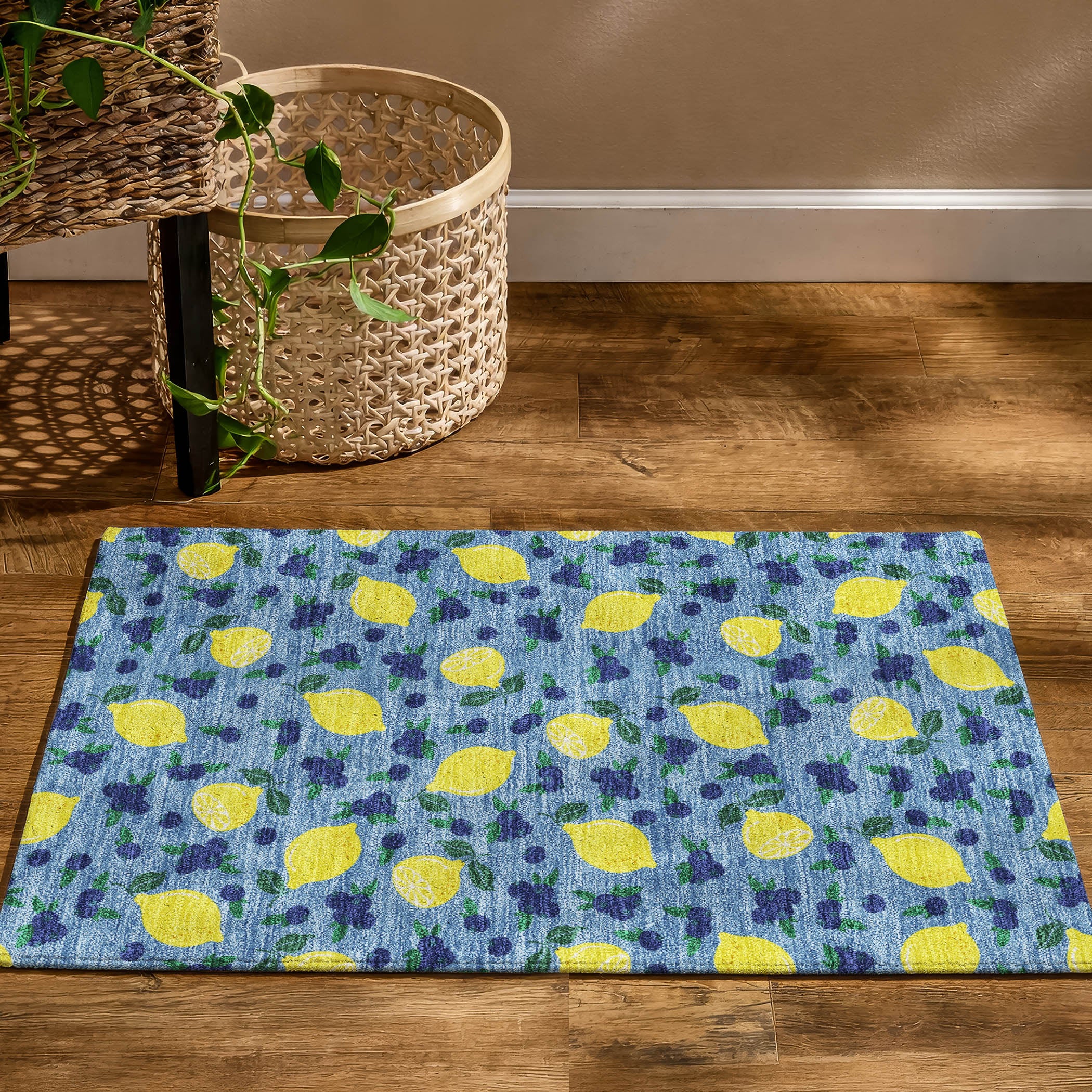 Lucerne Machine Washable Transitional Denim Blue Rug 1'8" x 2'6" #shape_Rectangle