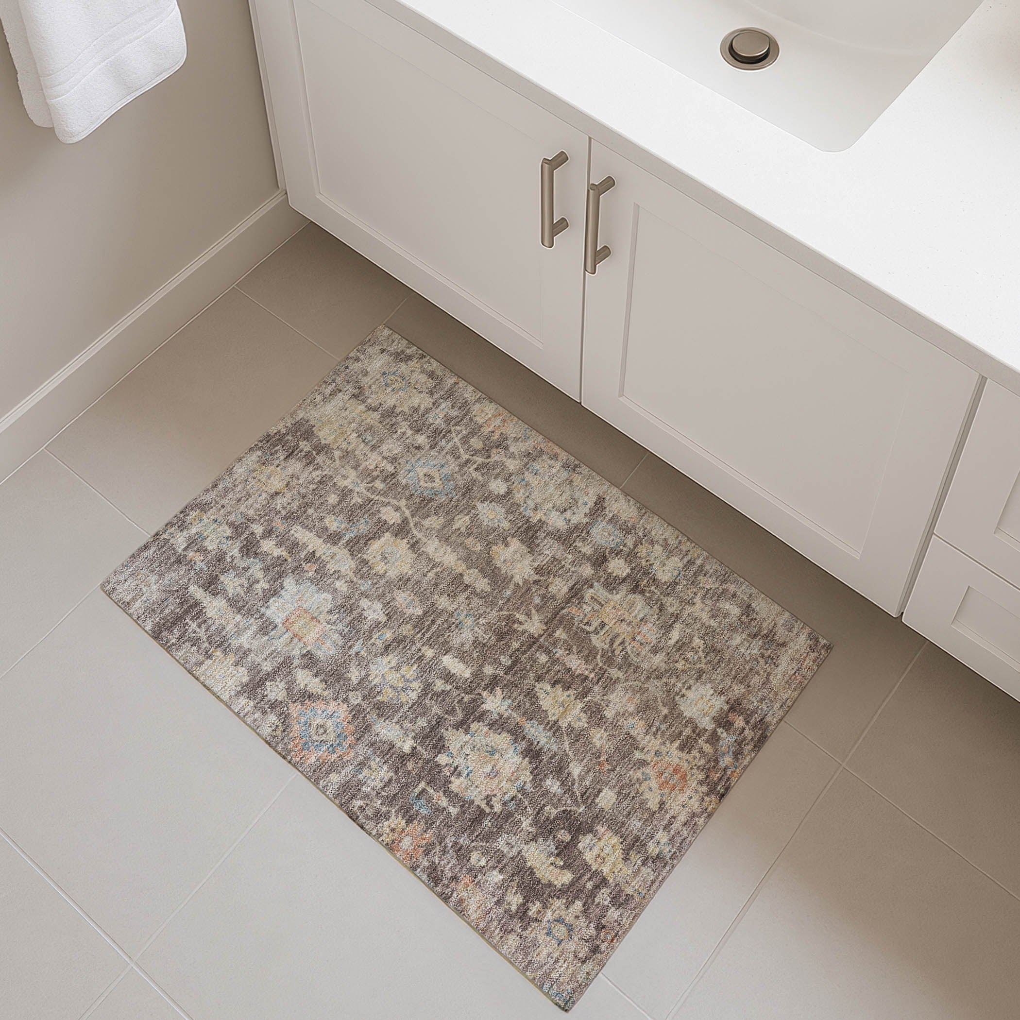 Seville Machine Washable Transitional Chocolate Brown Rug 1'8" x 2'6" #shape_Rectangle