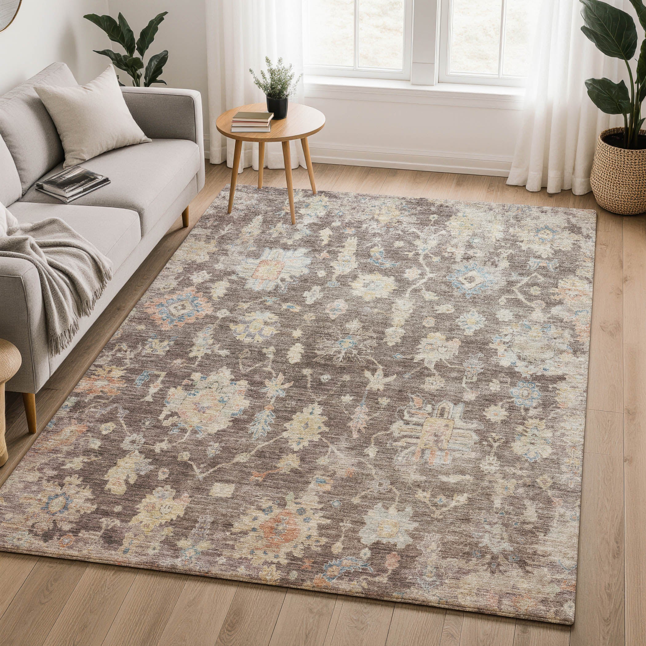 Seville Machine Washable Transitional Chocolate Brown Rug 3' x 5' #shape_Rectangle
