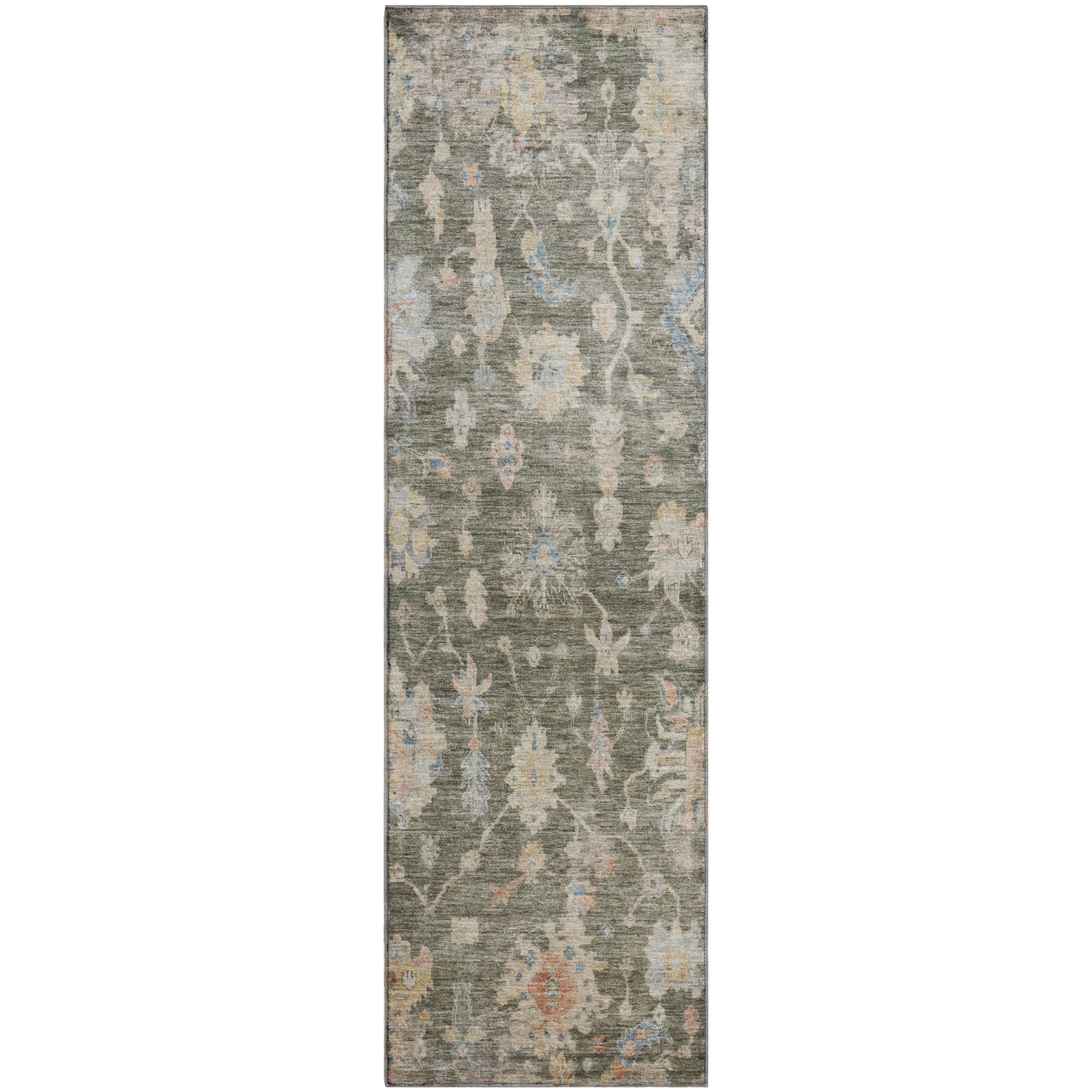 Seville Machine Washable Transitional Fern Green Rug 2'3" x 7'6" #shape_Runner