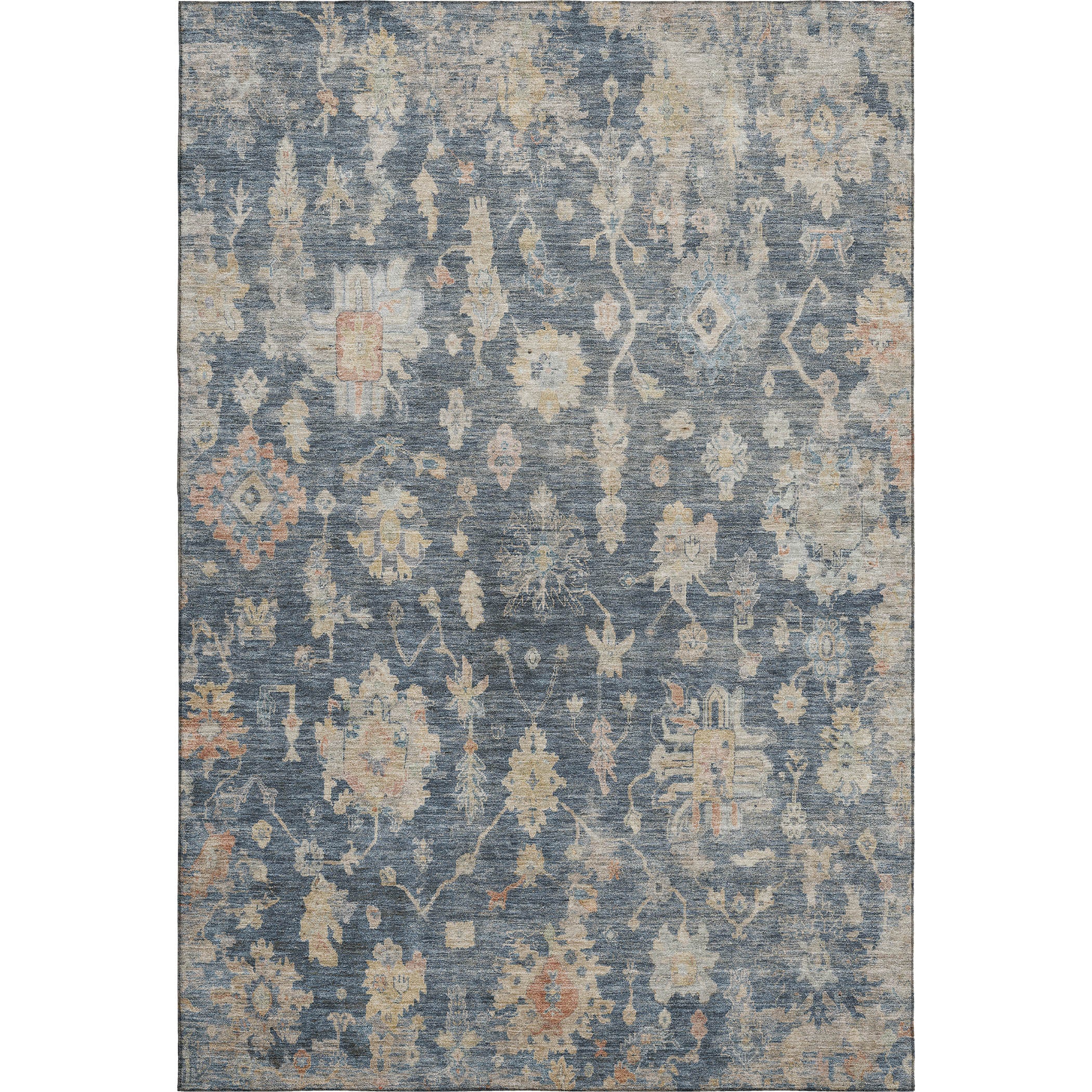 Seville Machine Washable Transitional Navy Blue Rug 3' x 5' #shape_Rectangle