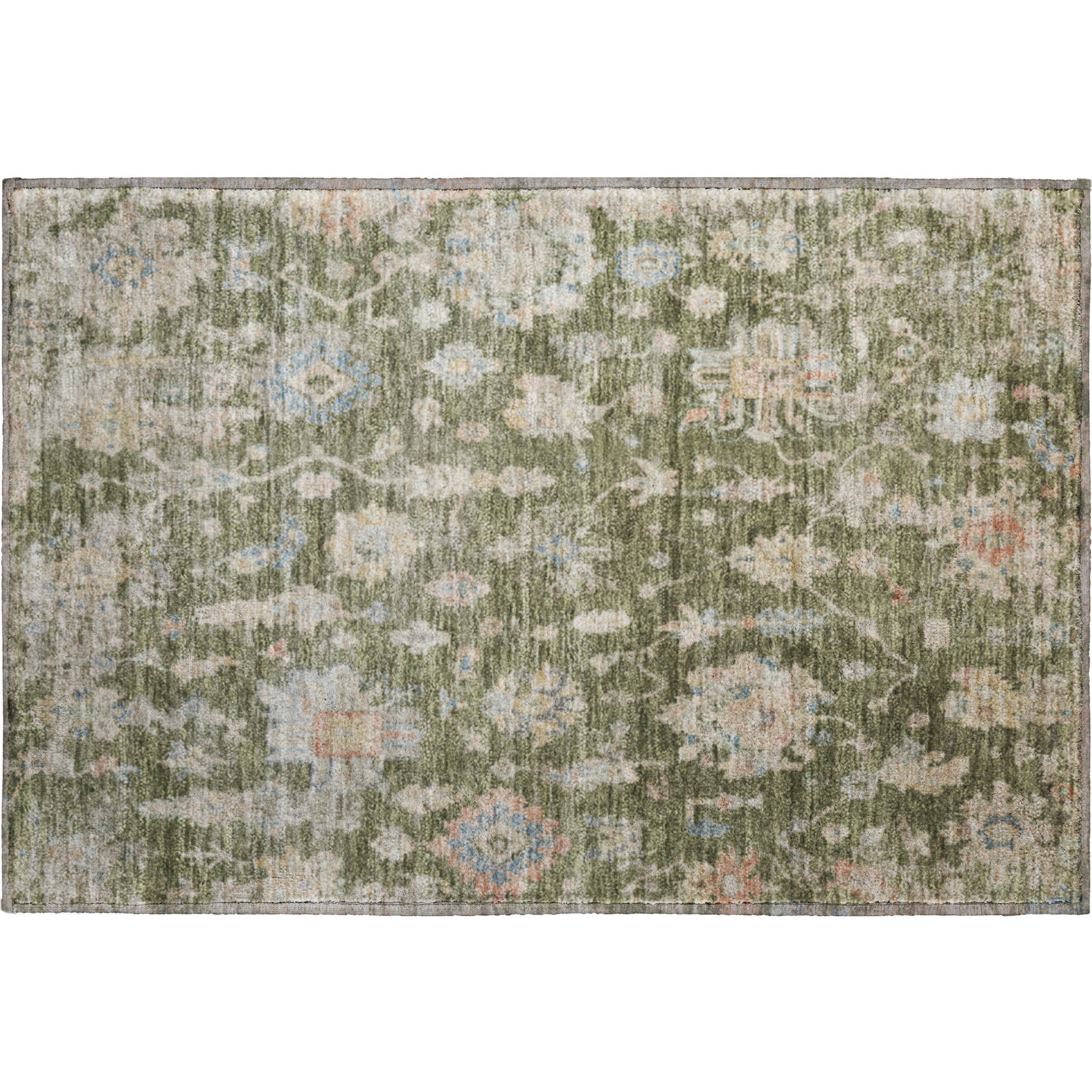 Seville Machine Washable Transitional Olive Green Rug 1'8" x 2'6" #shape_Rectangle
