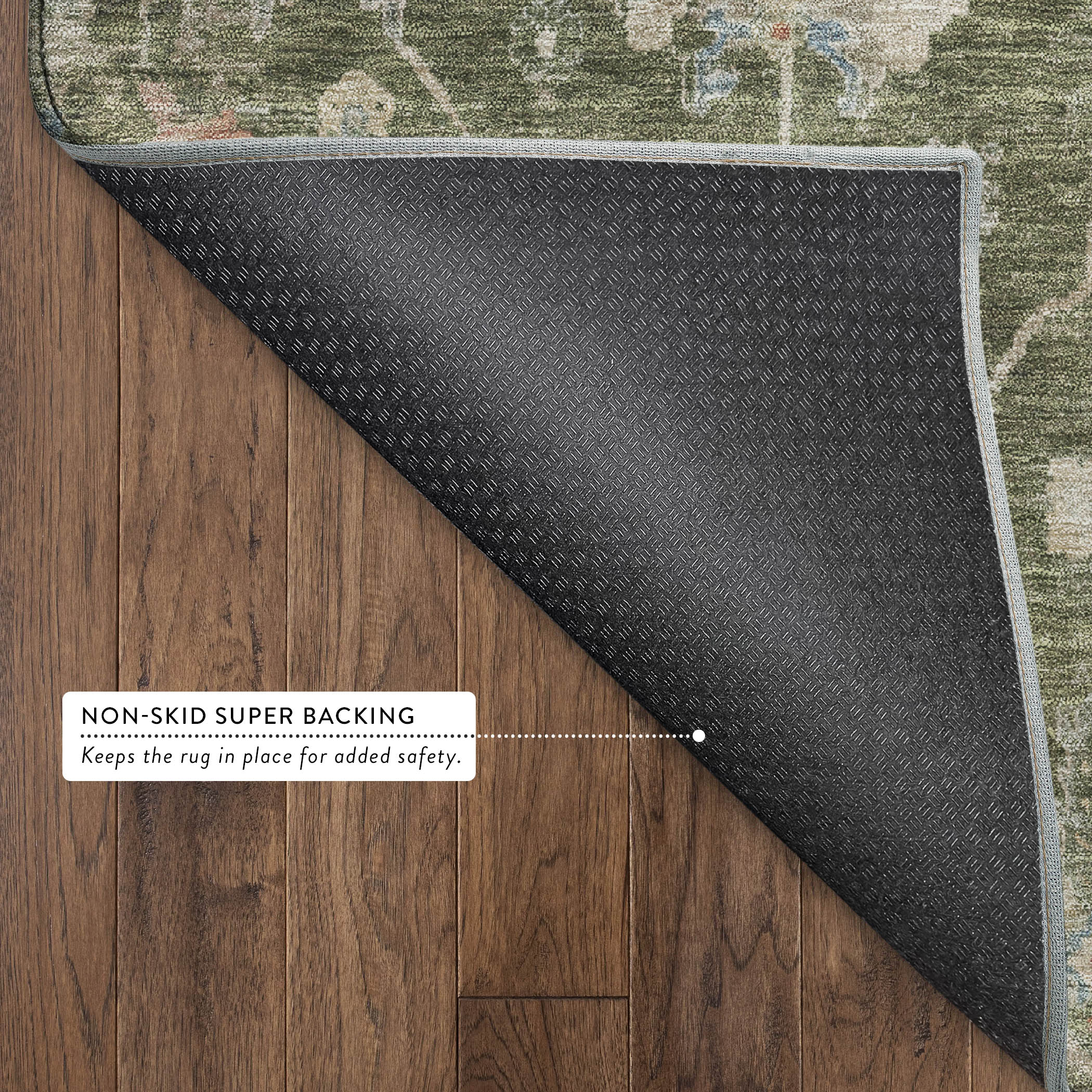 Seville Machine Washable Transitional Olive Green Rug 1'8" x 2'6" #shape_Rectangle