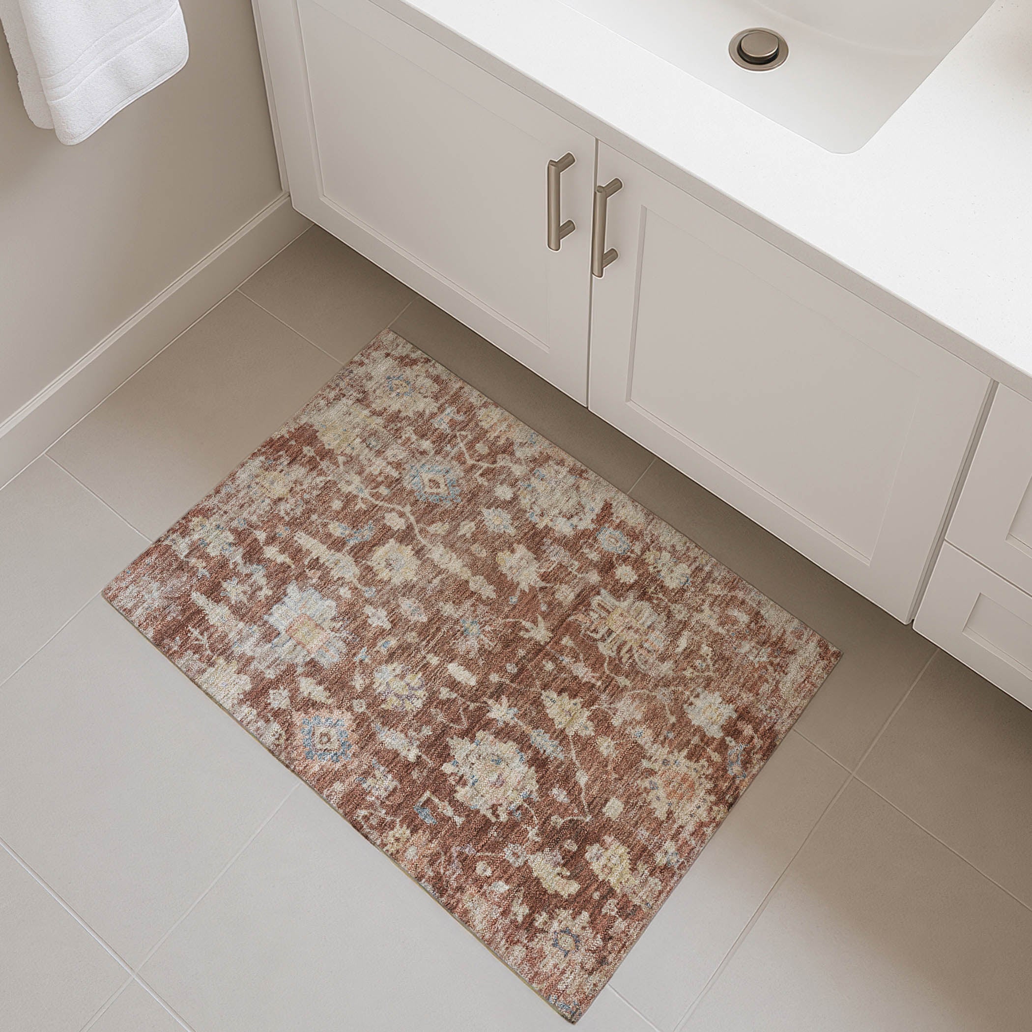 Seville Machine Washable Transitional Paprika Orange Rug 1'8" x 2'6" #shape_Rectangle