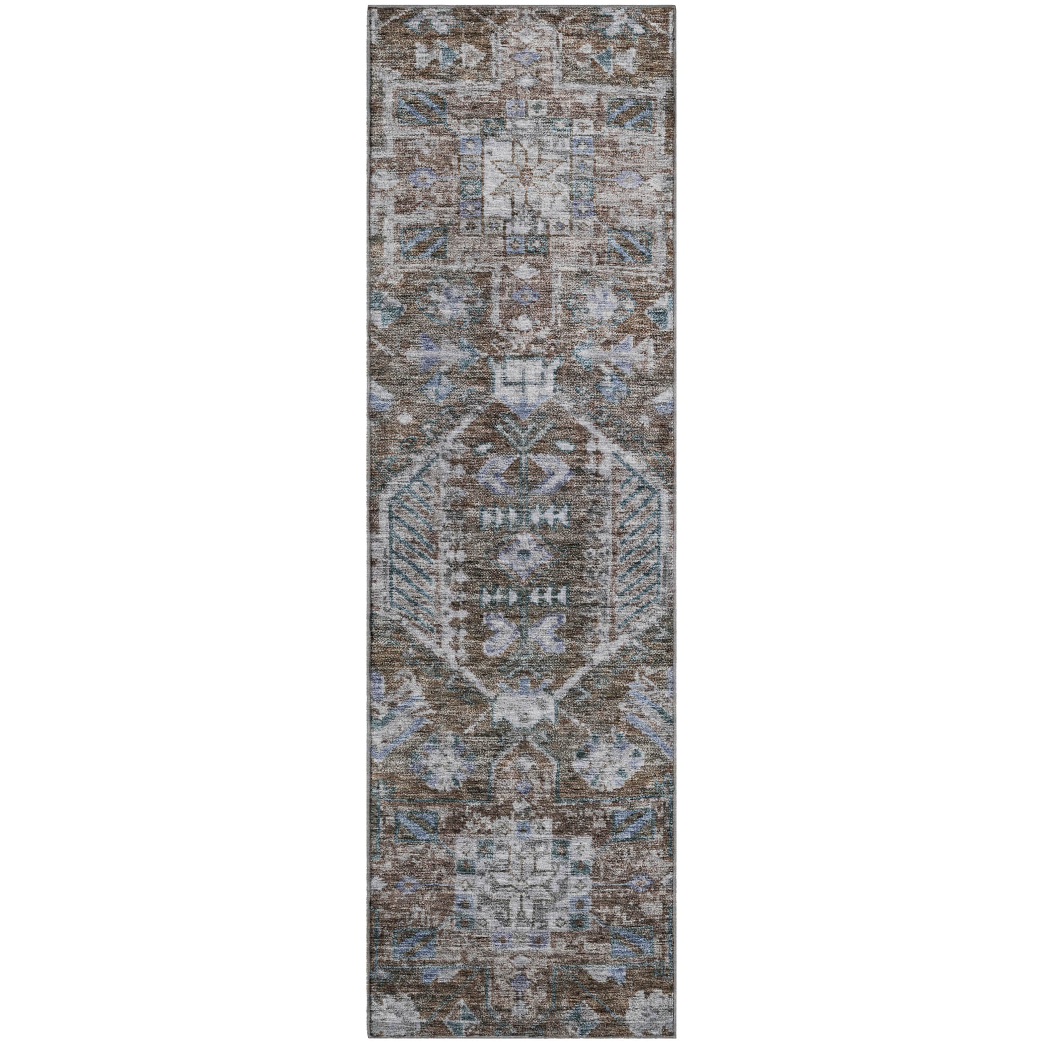 Hoi An Machine Washable Transitional Chocolate Brown Rug 2'3" x 7'6" #shape_Runner