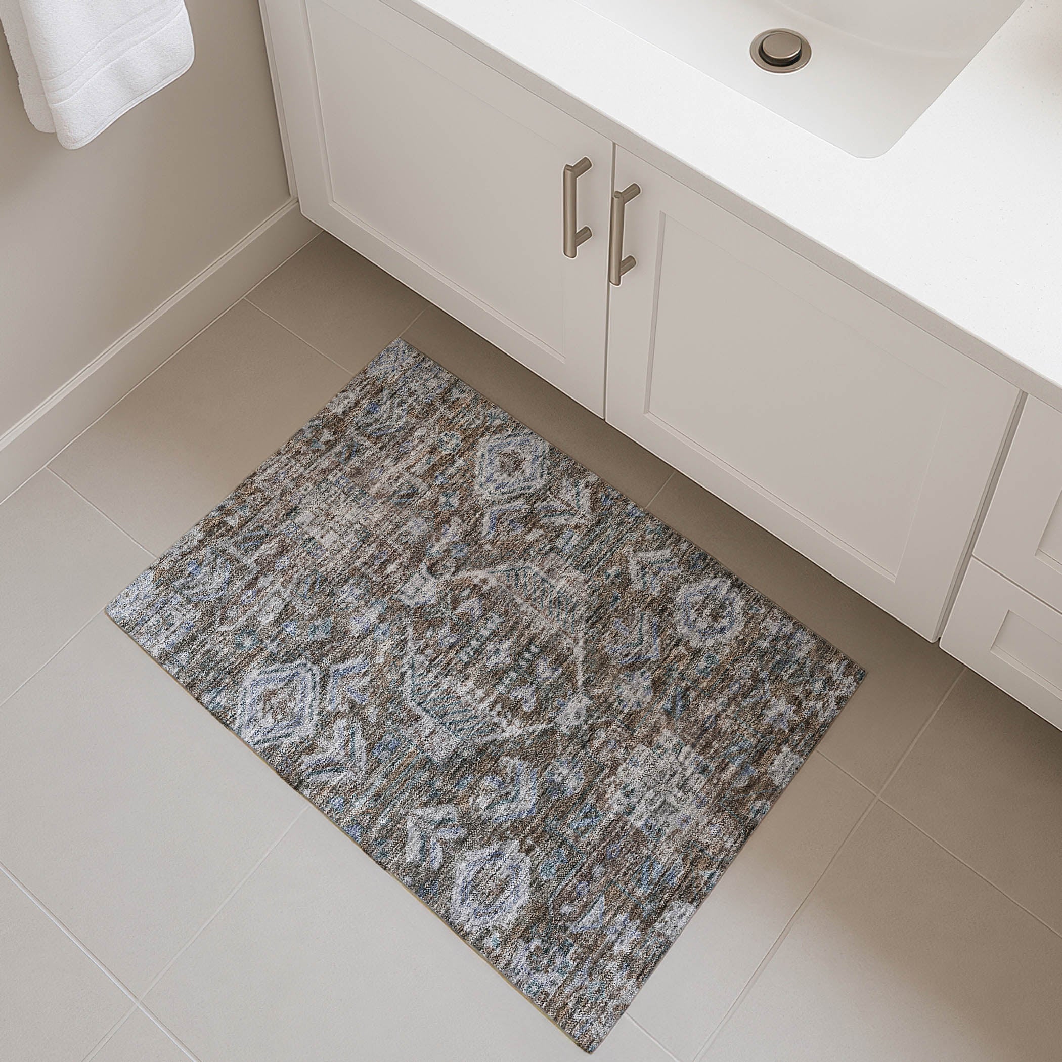 Hoi An Machine Washable Transitional Chocolate Brown Rug 1'8" x 2'6" #shape_Rectangle