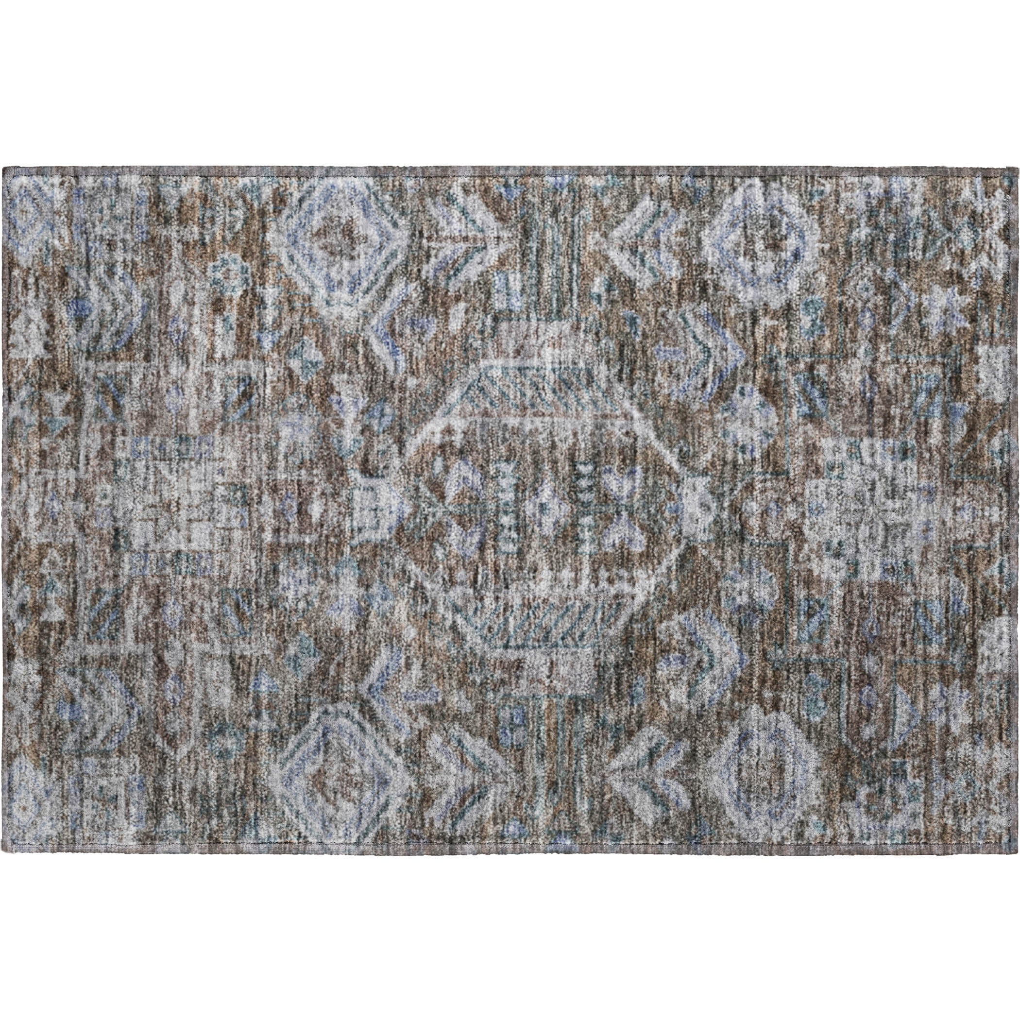 Hoi An Machine Washable Transitional Chocolate Brown Rug 1'8" x 2'6" #shape_Rectangle