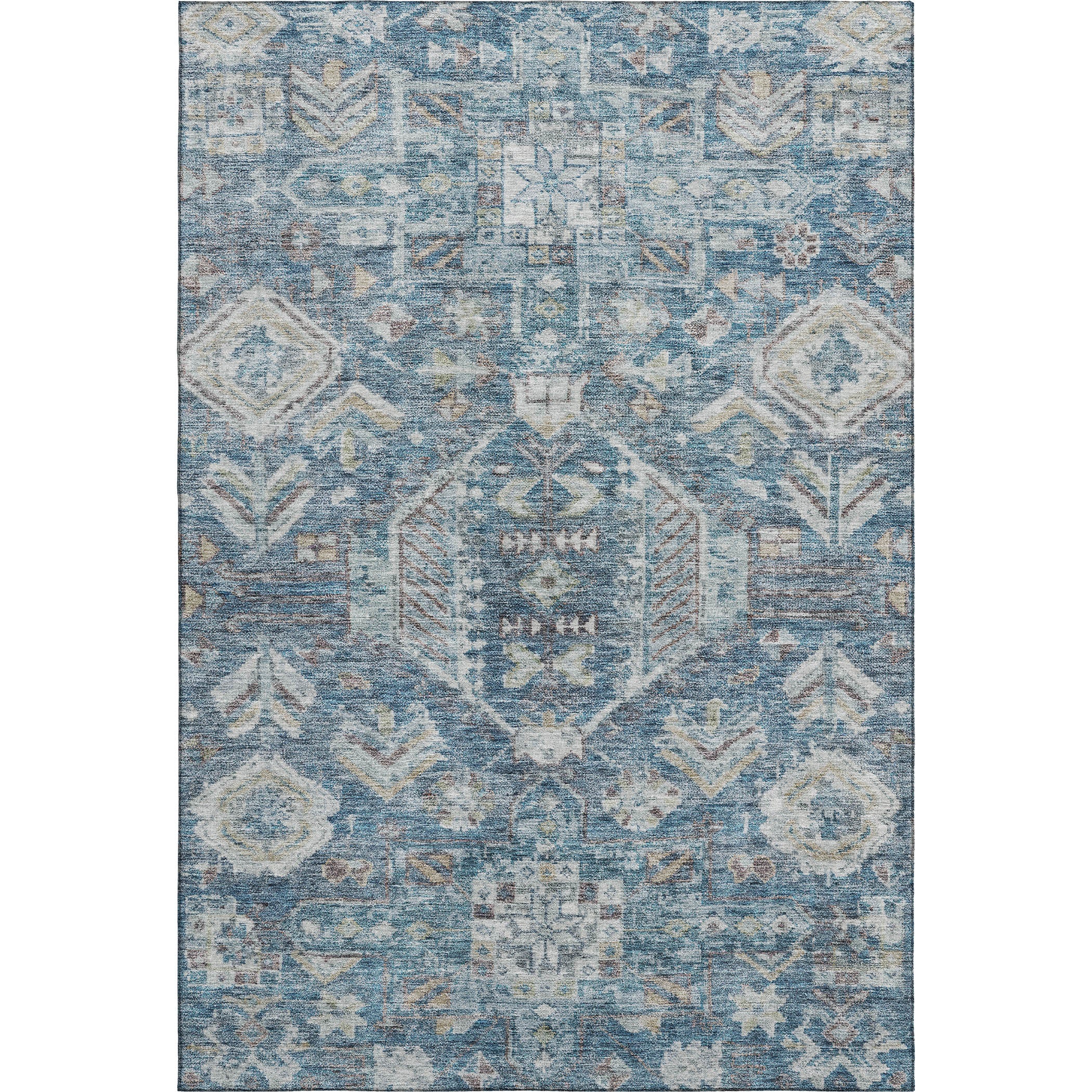 Hoi An Machine Washable Transitional Denim Blue Rug 3' x 5' #shape_Rectangle