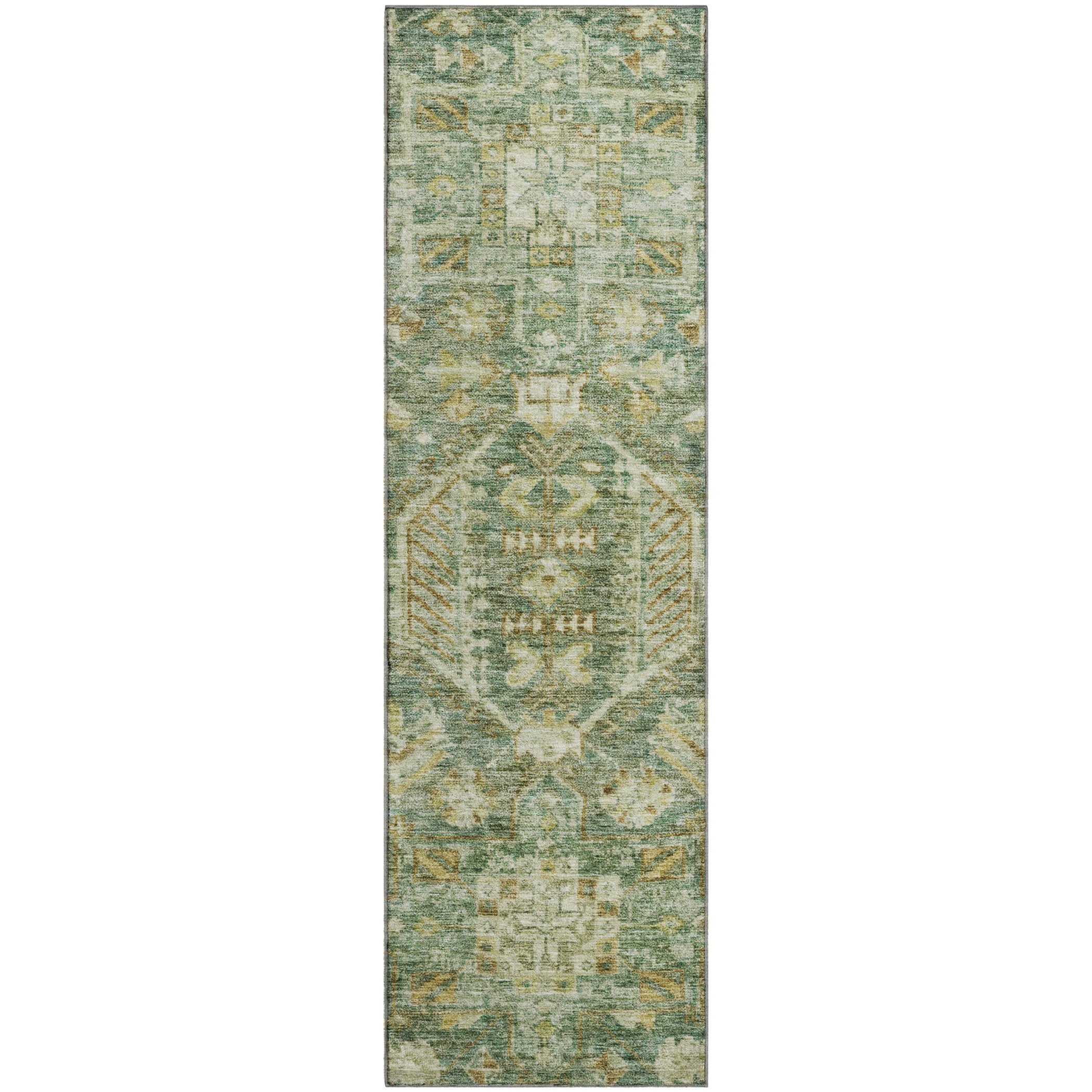 Hoi An Machine Washable Transitional Fern Green Rug 2'3" x 7'6" #shape_Runner