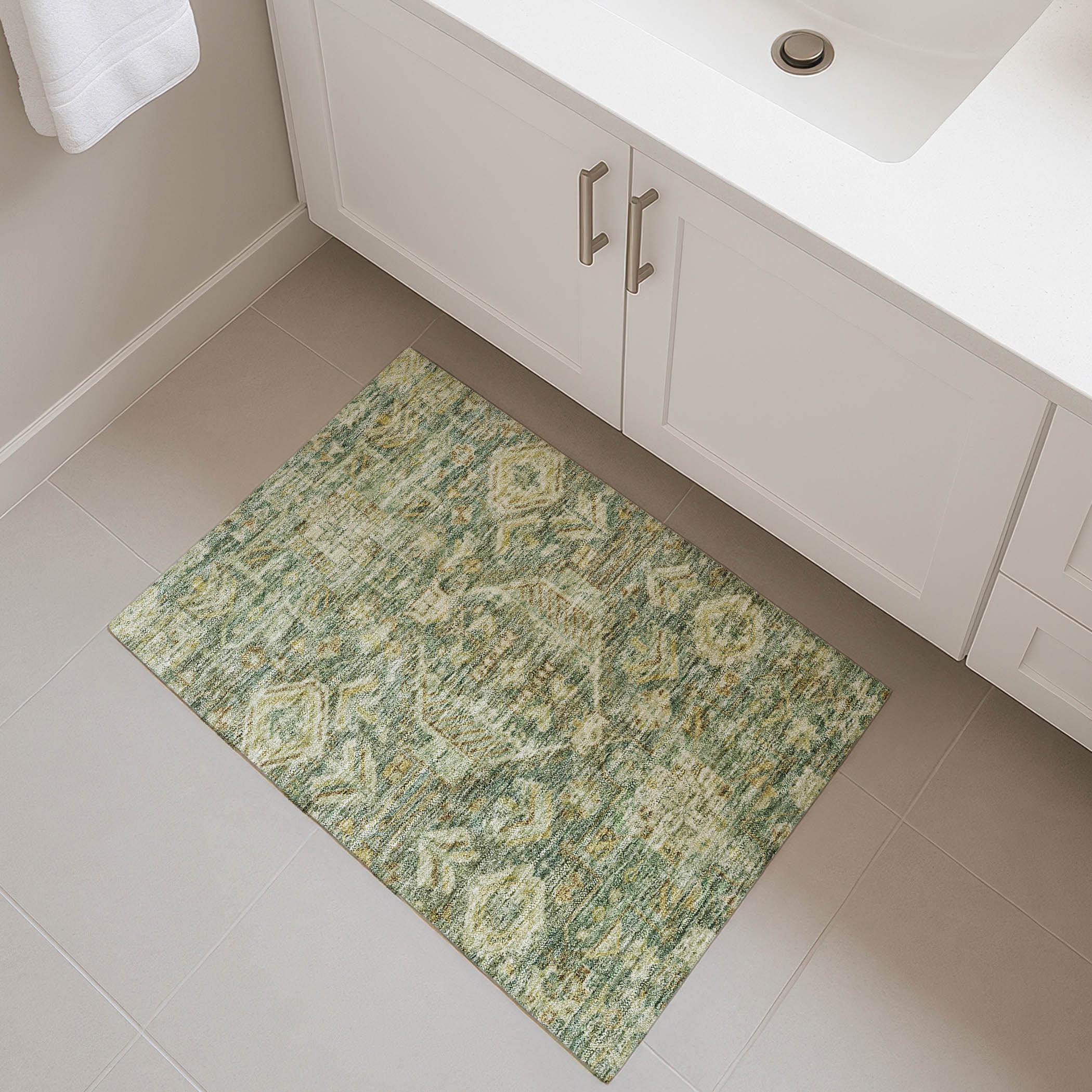 Hoi An Machine Washable Transitional Fern Green Rug 1'8" x 2'6" #shape_Rectangle