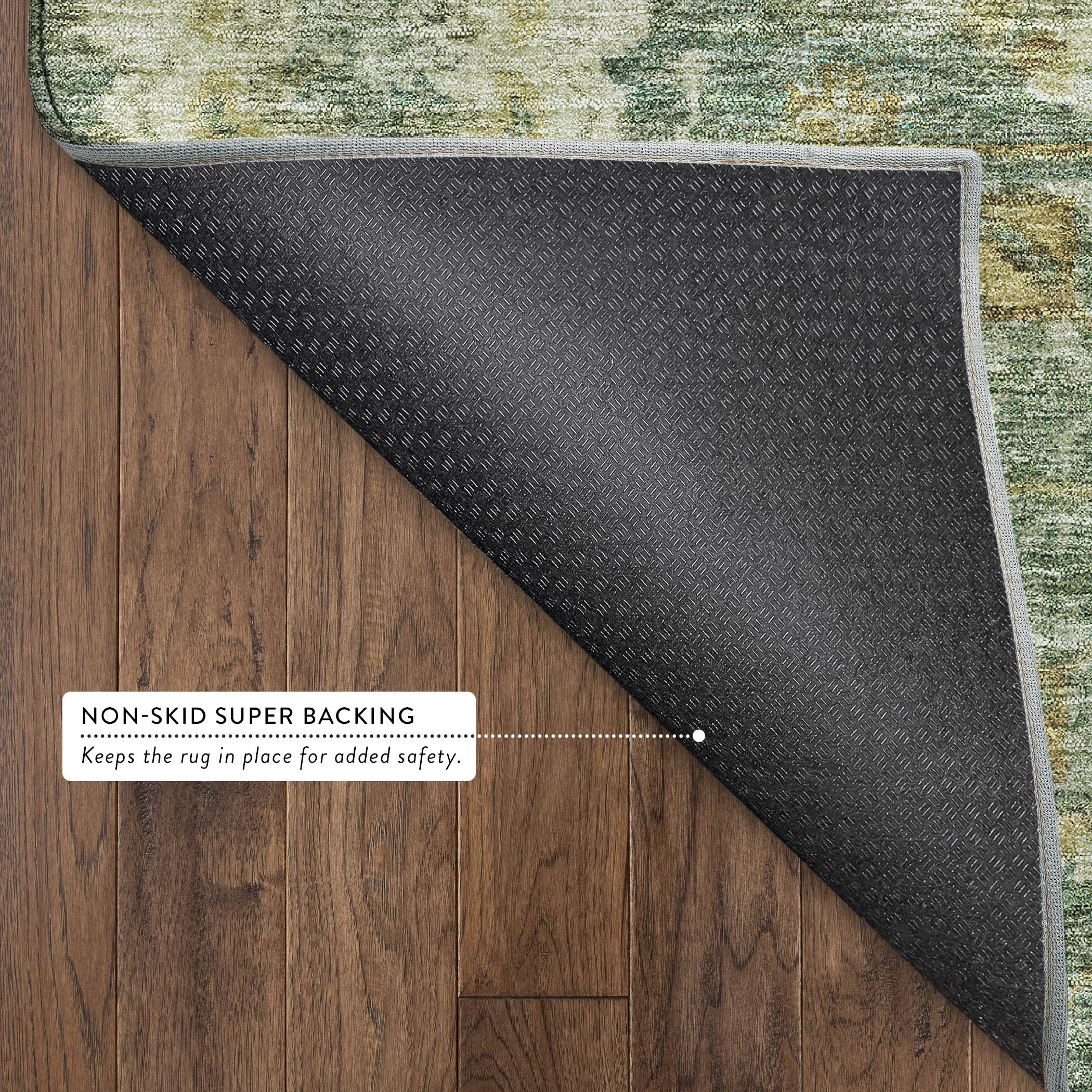 Hoi An Machine Washable Transitional Fern Green Rug 1'8" x 2'6" #shape_Rectangle