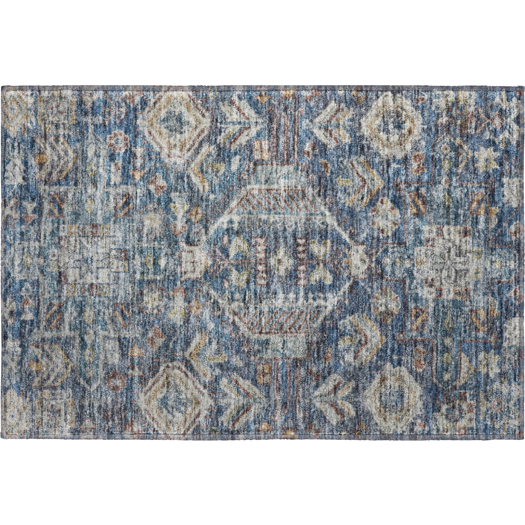 Hoi An Machine Washable Transitional Navy Blue Rug 1'8" x 2'6" #shape_Rectangle