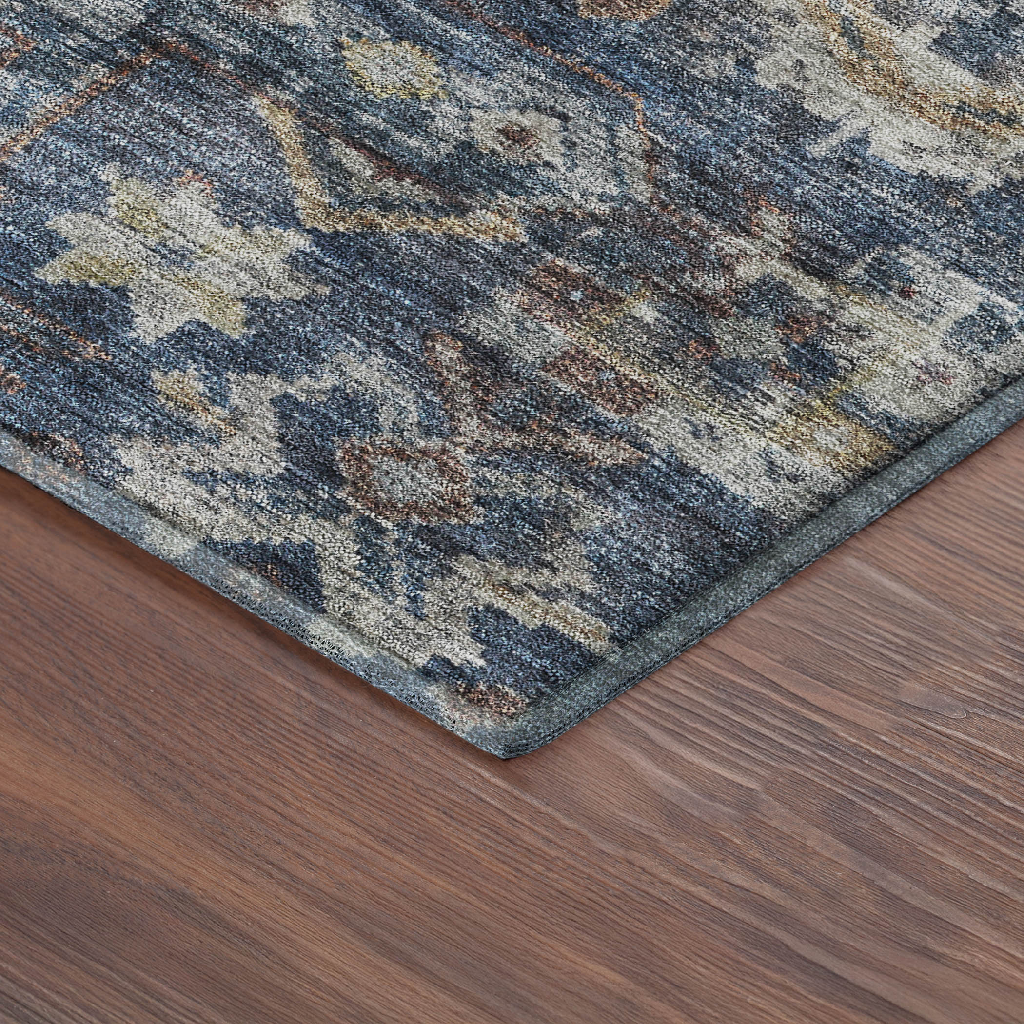 Hoi An Machine Washable Transitional Navy Blue Rug 1'8" x 2'6" #shape_Rectangle