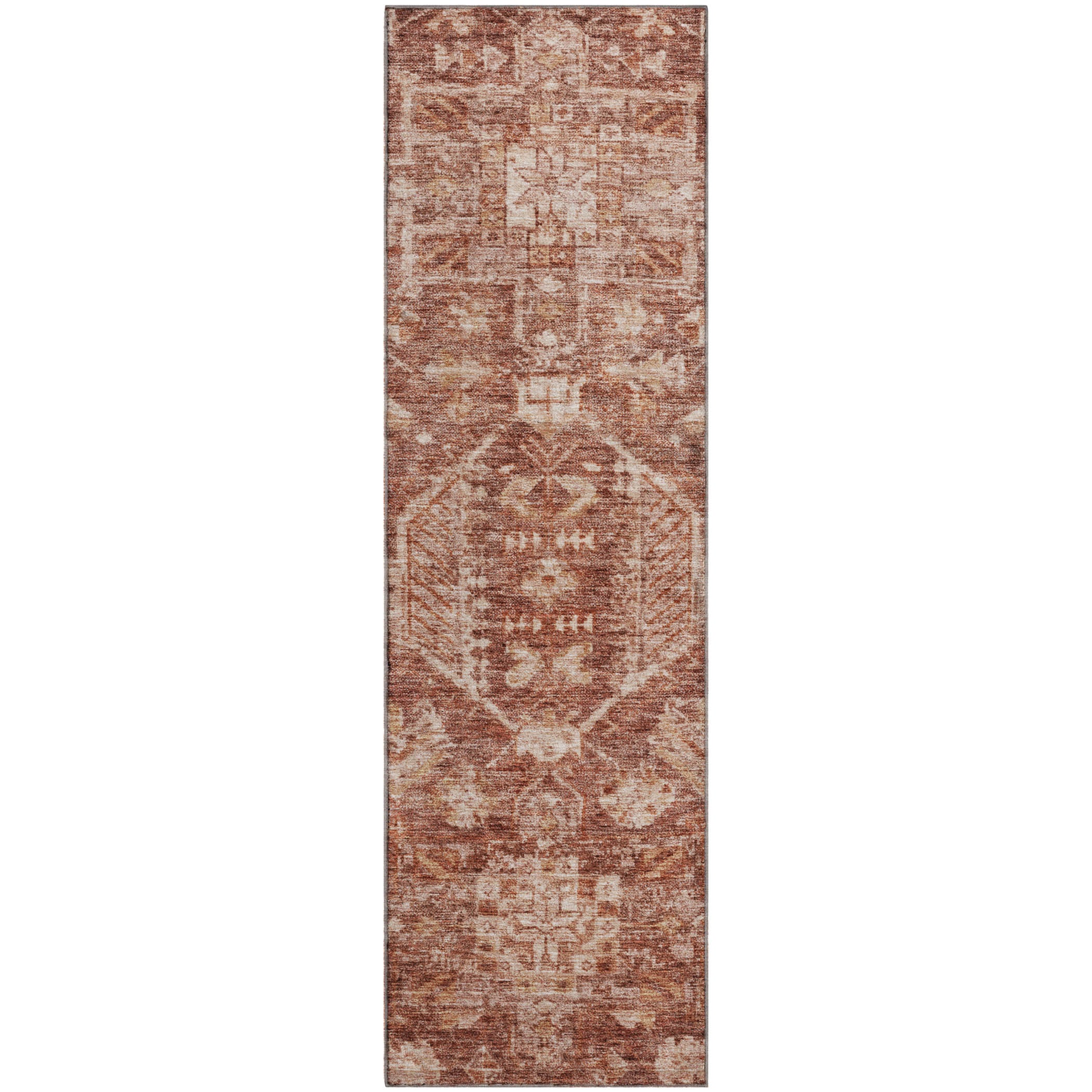 Hoi An Machine Washable Transitional Paprika Orange Rug 2'3" x 7'6" #shape_Runner
