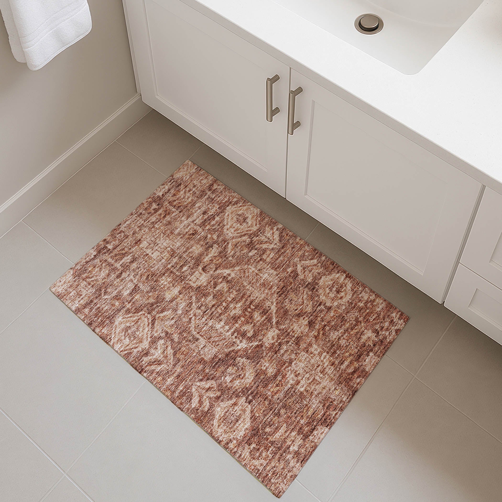Hoi An Machine Washable Transitional Paprika Orange Rug 1'8" x 2'6" #shape_Rectangle