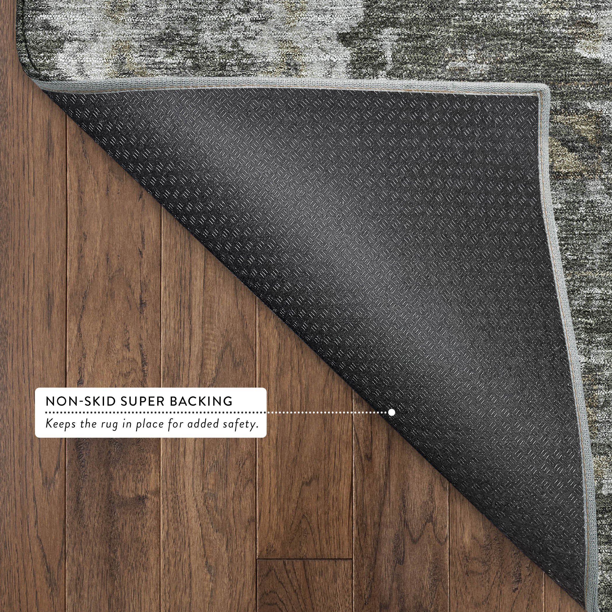 Hoi An Machine Washable Transitional Pewter Gray Rug 1'8" x 2'6" #shape_Rectangle
