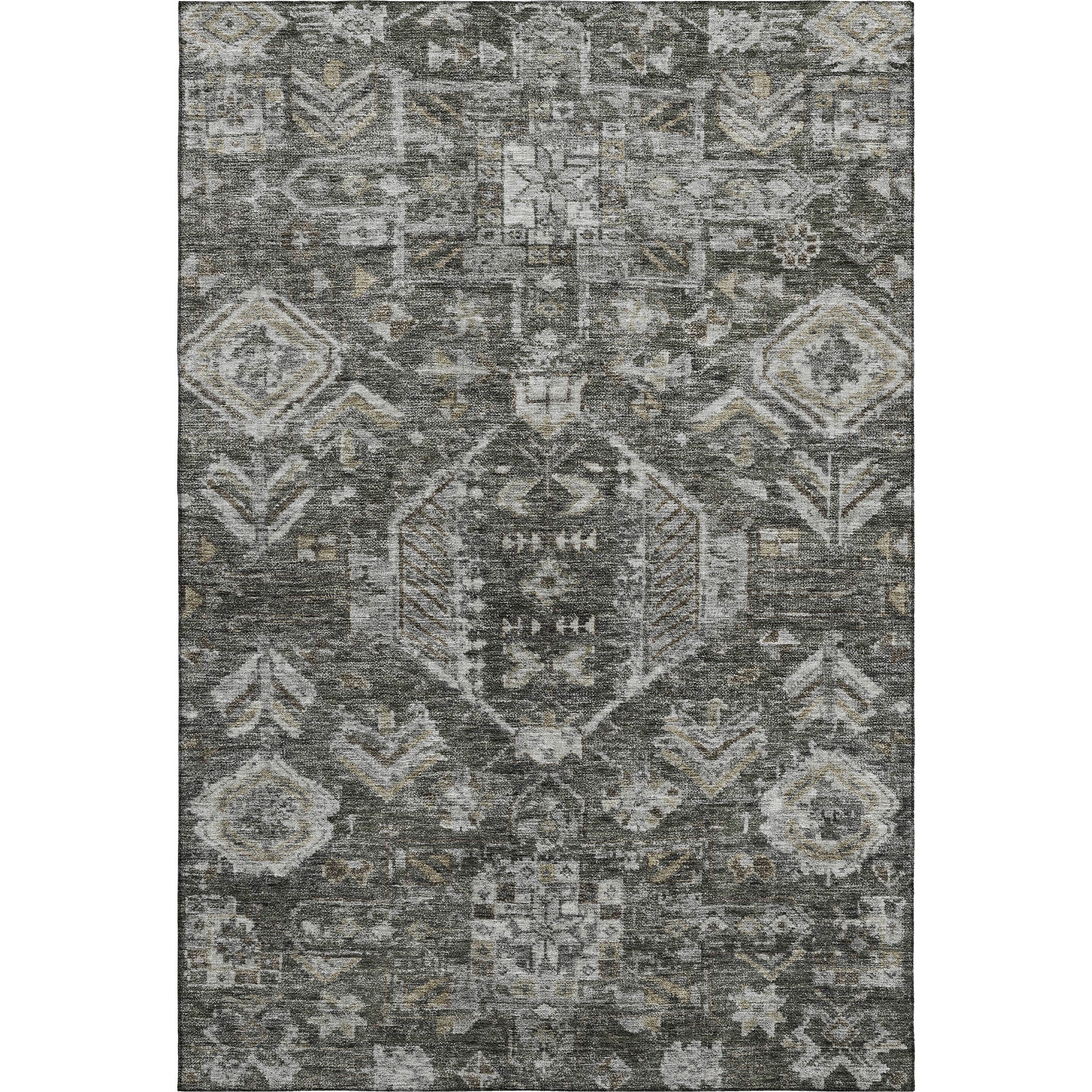 Hoi An Machine Washable Transitional Pewter Gray Rug 3' x 5' #shape_Rectangle