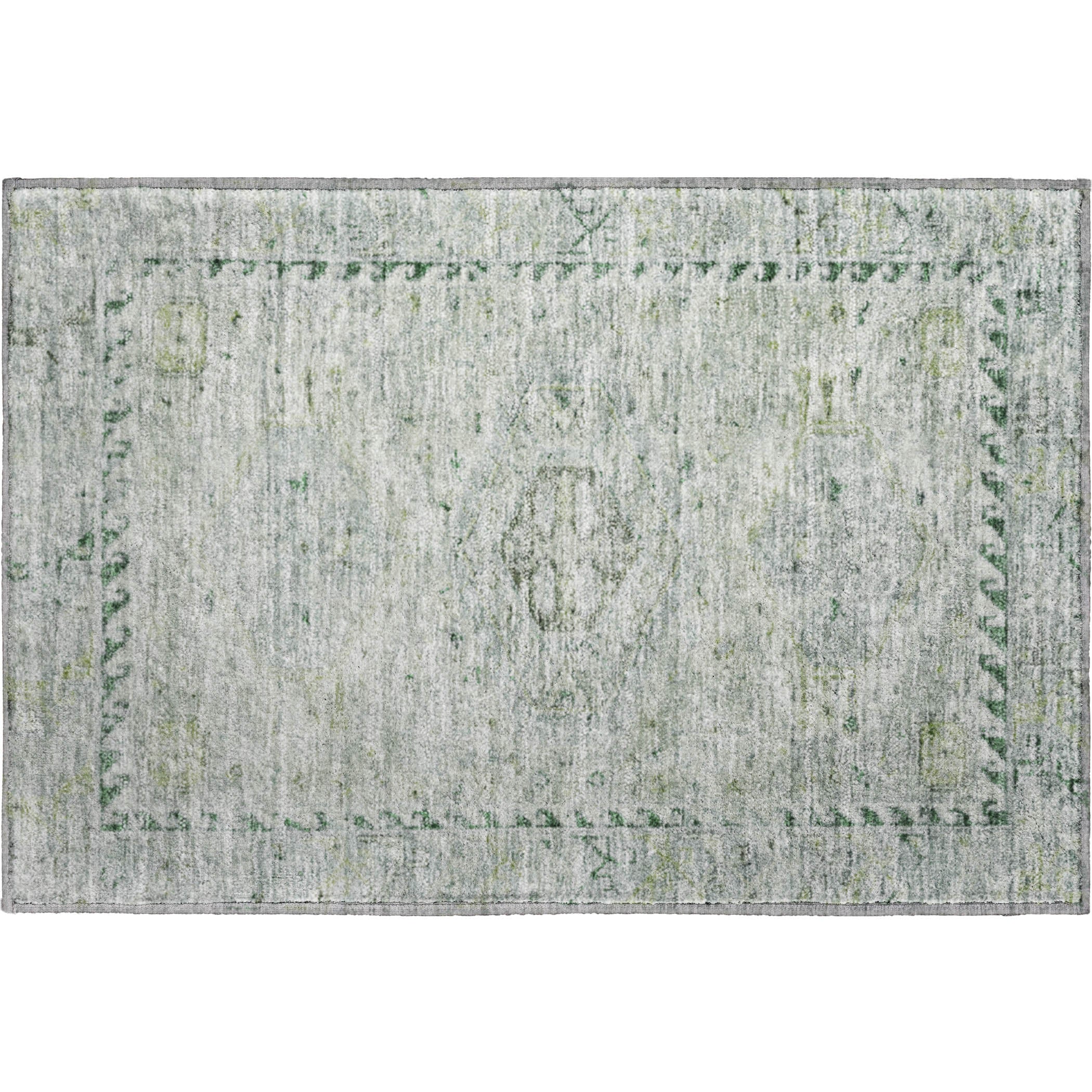 Sarajevo Machine Washable Traditional Celery Green Rug 1'8" x 2'6" #shape_Rectangle