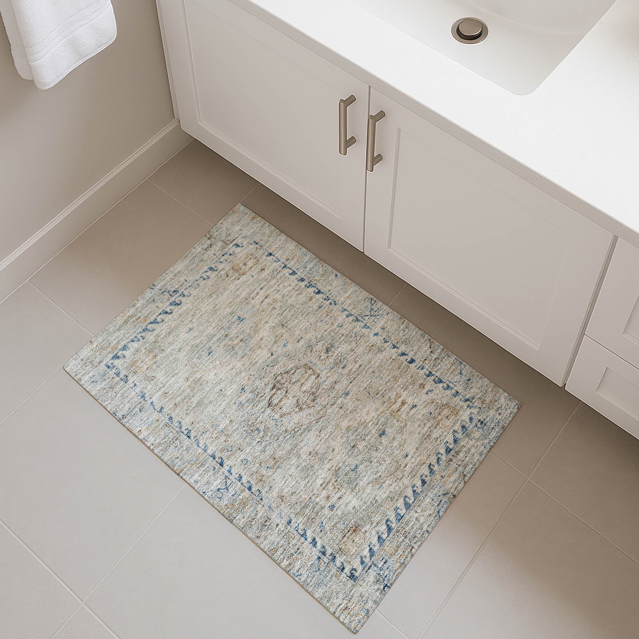 Sarajevo Machine Washable Traditional Linen Ivory Rug 1'8" x 2'6" #shape_Rectangle