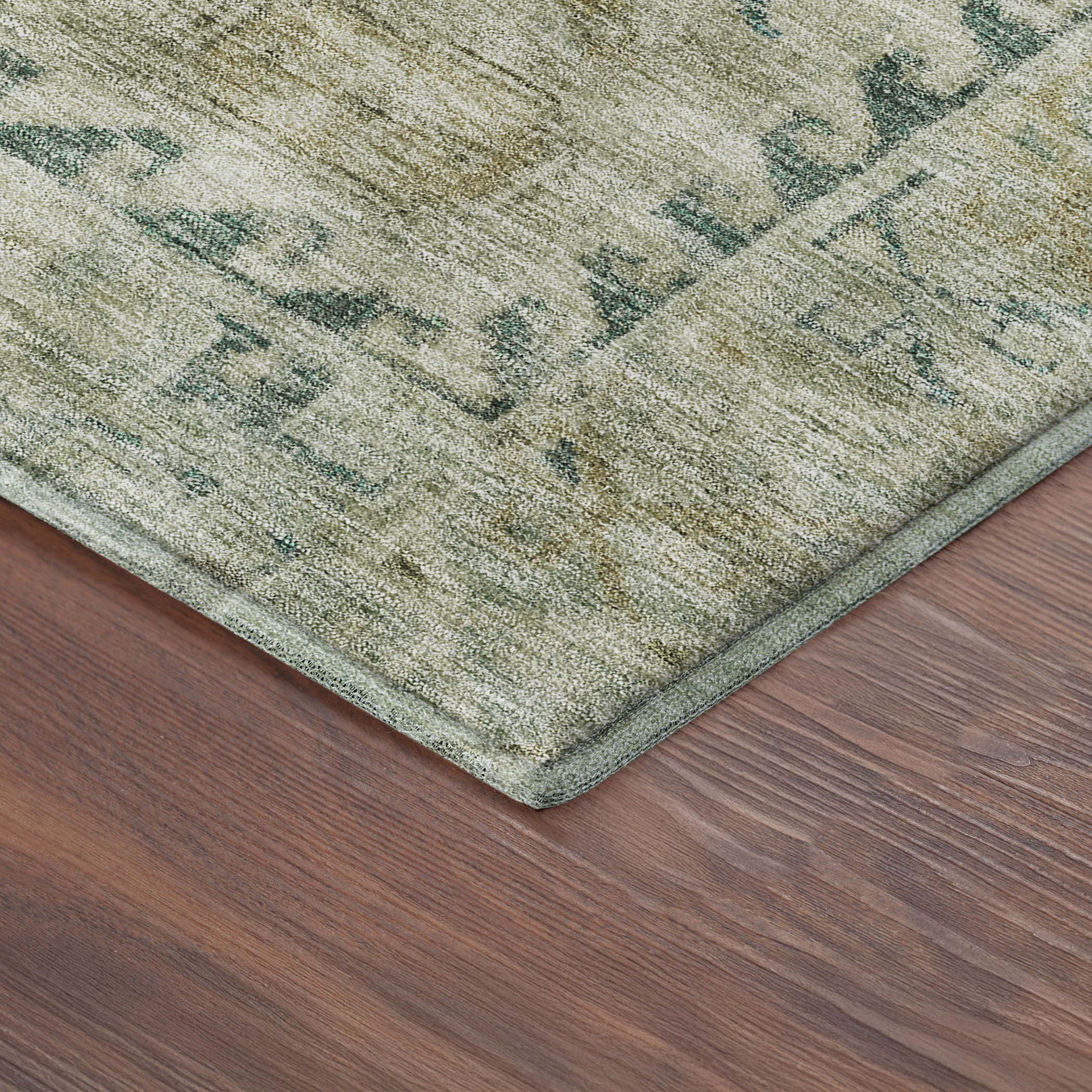 Sarajevo Machine Washable Traditional Sage Green Rug 1'8" x 2'6" #shape_Rectangle
