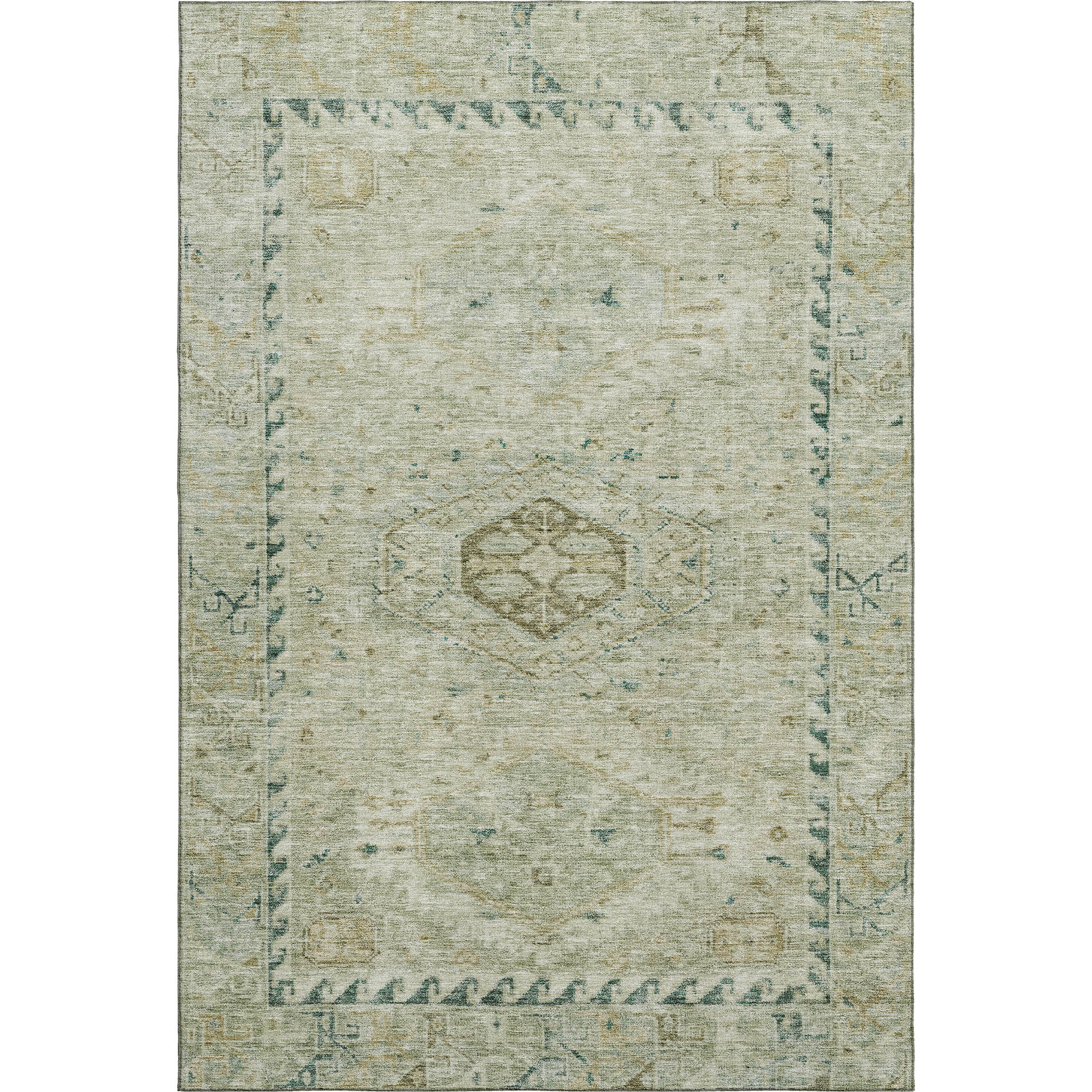 Sarajevo Machine Washable Traditional Sage Green Rug 3' x 5' #shape_Rectangle
