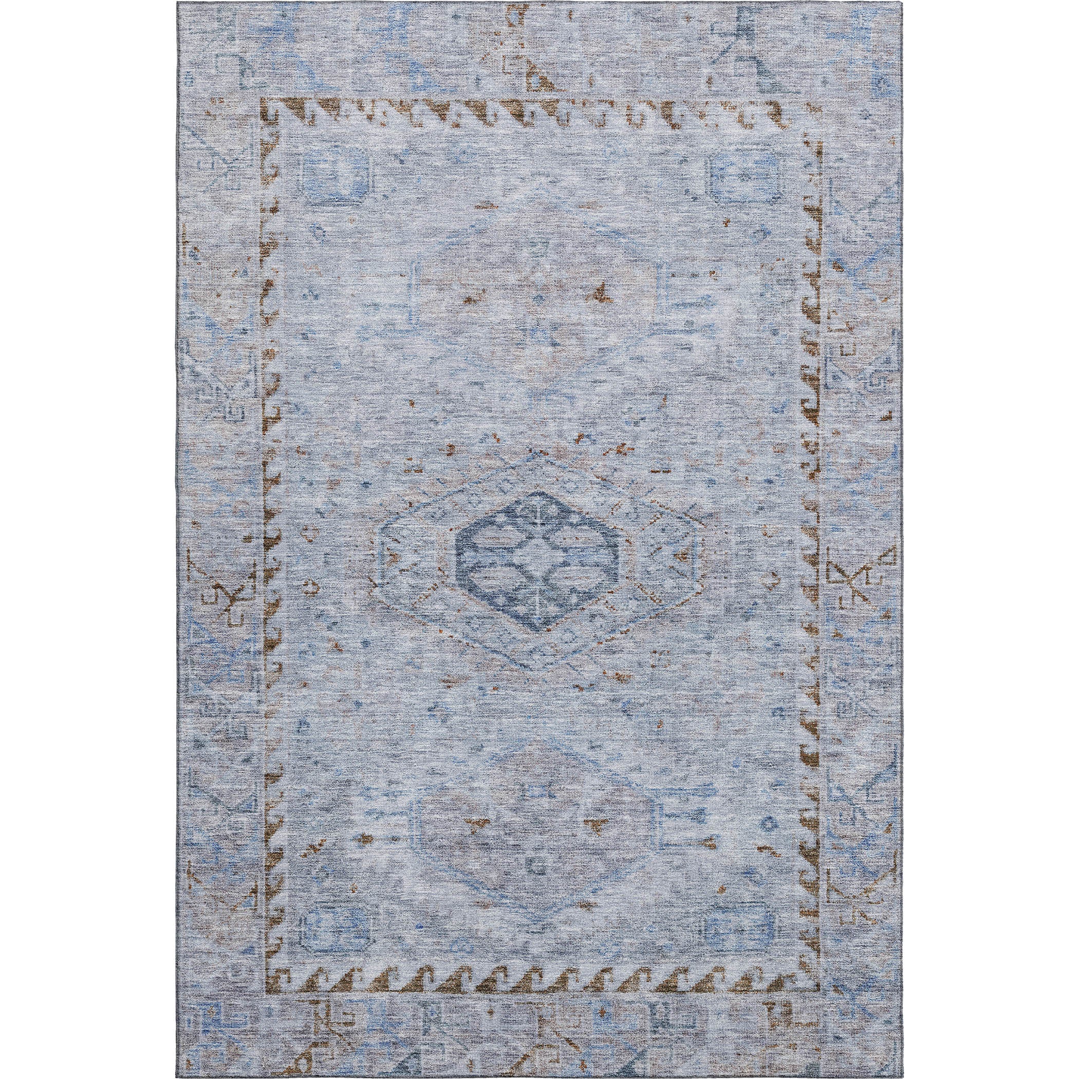 Sarajevo Machine Washable Traditional Sky Blue Rug 3' x 5' #shape_Rectangle