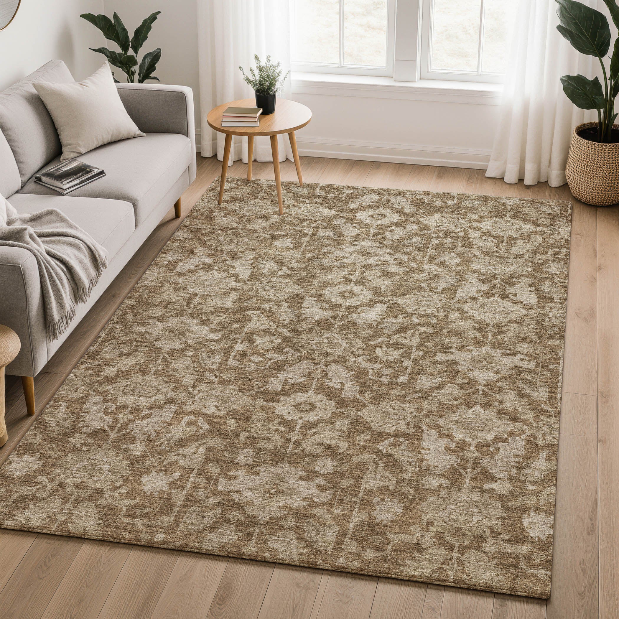 Sarajevo Machine Washable Traditional Brown Rug 3' x 5' #shape_Rectangle